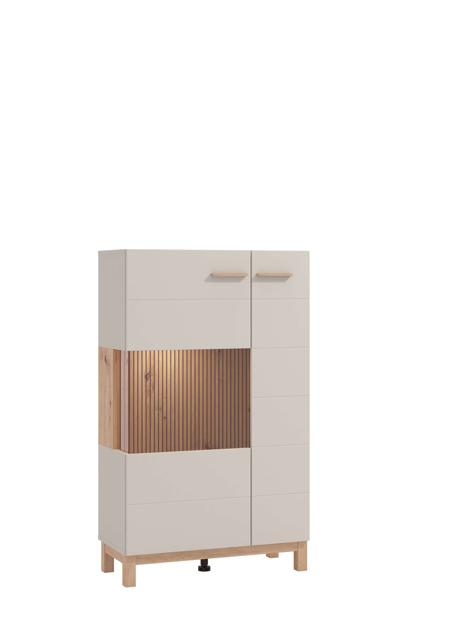 Home affaire Highboard »Essex, Hochkommode, Vitrine, Glasvitrine, Kombi-Highboard« Modernes Highboard in Kaschmir mit Glasfront & Lamellen-Optik