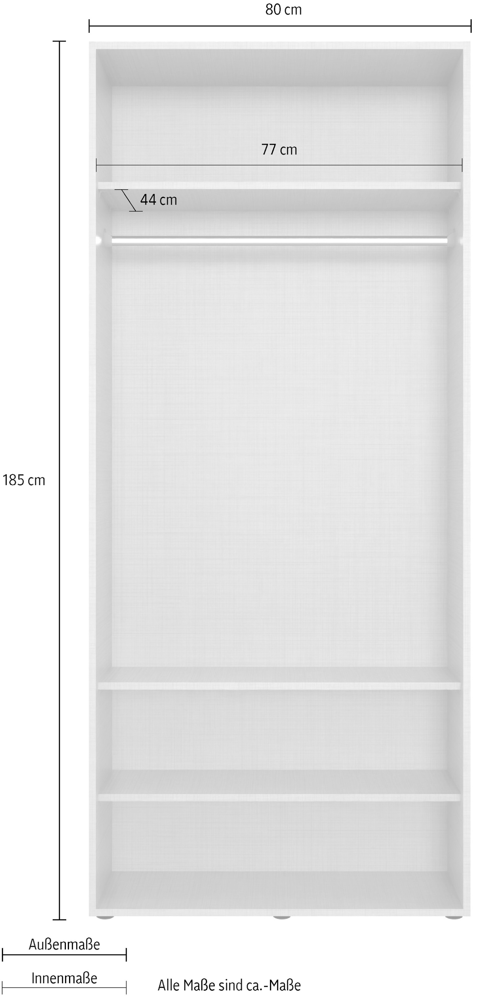 Wimex Kleiderschrank »Mugano,in 8 Breiten,3 Höhen,2 Tiefen, viele Farben, Made in Germany« in Basic oder Premium Ausstattung,  mit langen oder kurzen Griffen aus Metall, mit oder ohne Spiegel