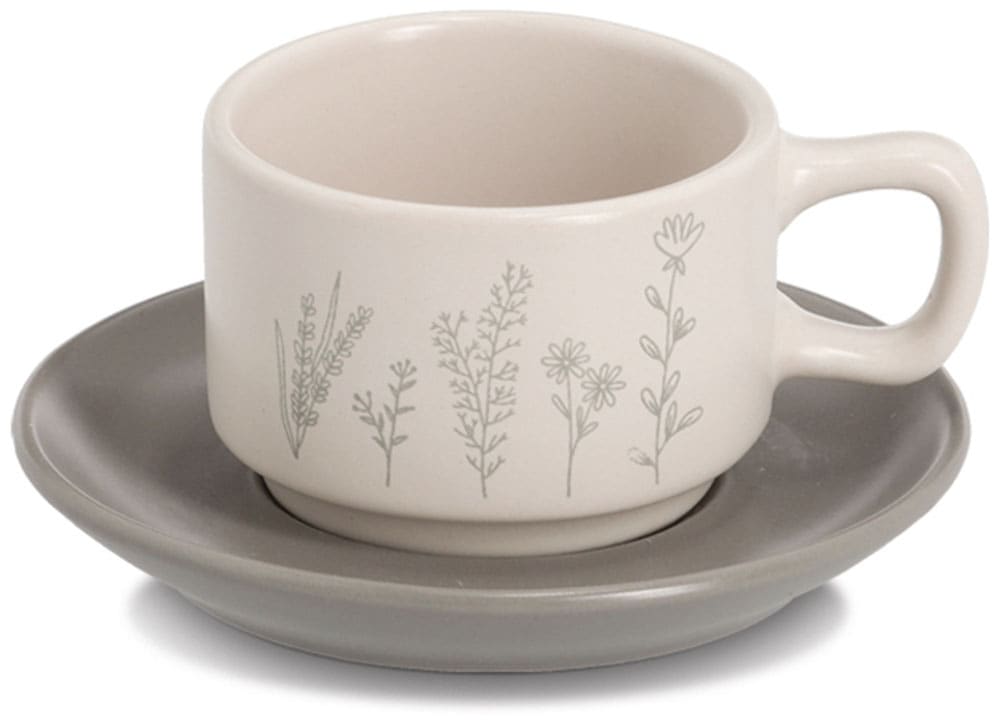 Zeller Present Espressotasse »Espresso-Set "Flowers", 8-tlg., Steingut« zarte Blumenmotive