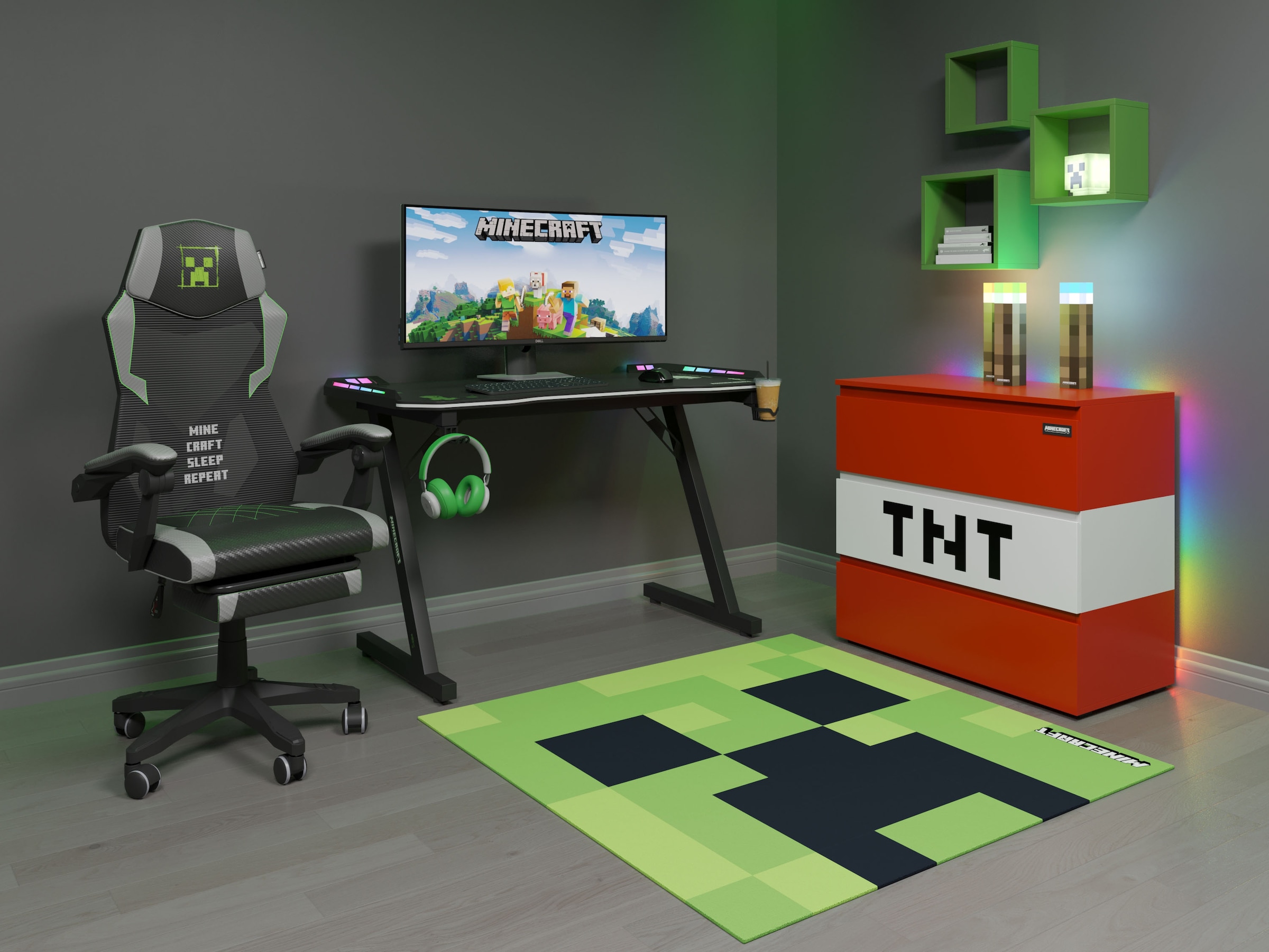 Phoenix Table de gaming incluant éclairage LED RGB