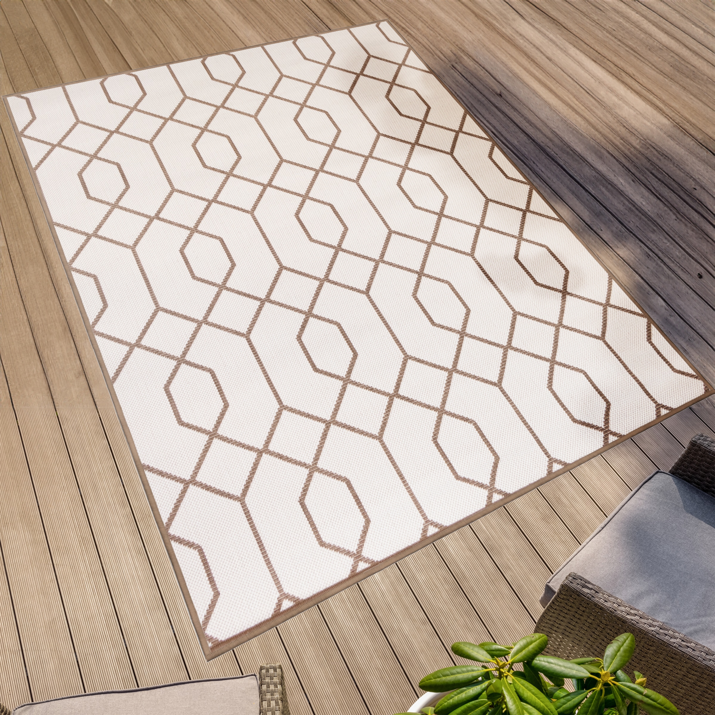 Primaflor-Ideen in Textil Teppich »Outdoorteppich REVERSO - Geo River« rechteckig 5 mm Höhe Wendeteppich, modernes Design, In- und Outdoor geeignet, wasserfest