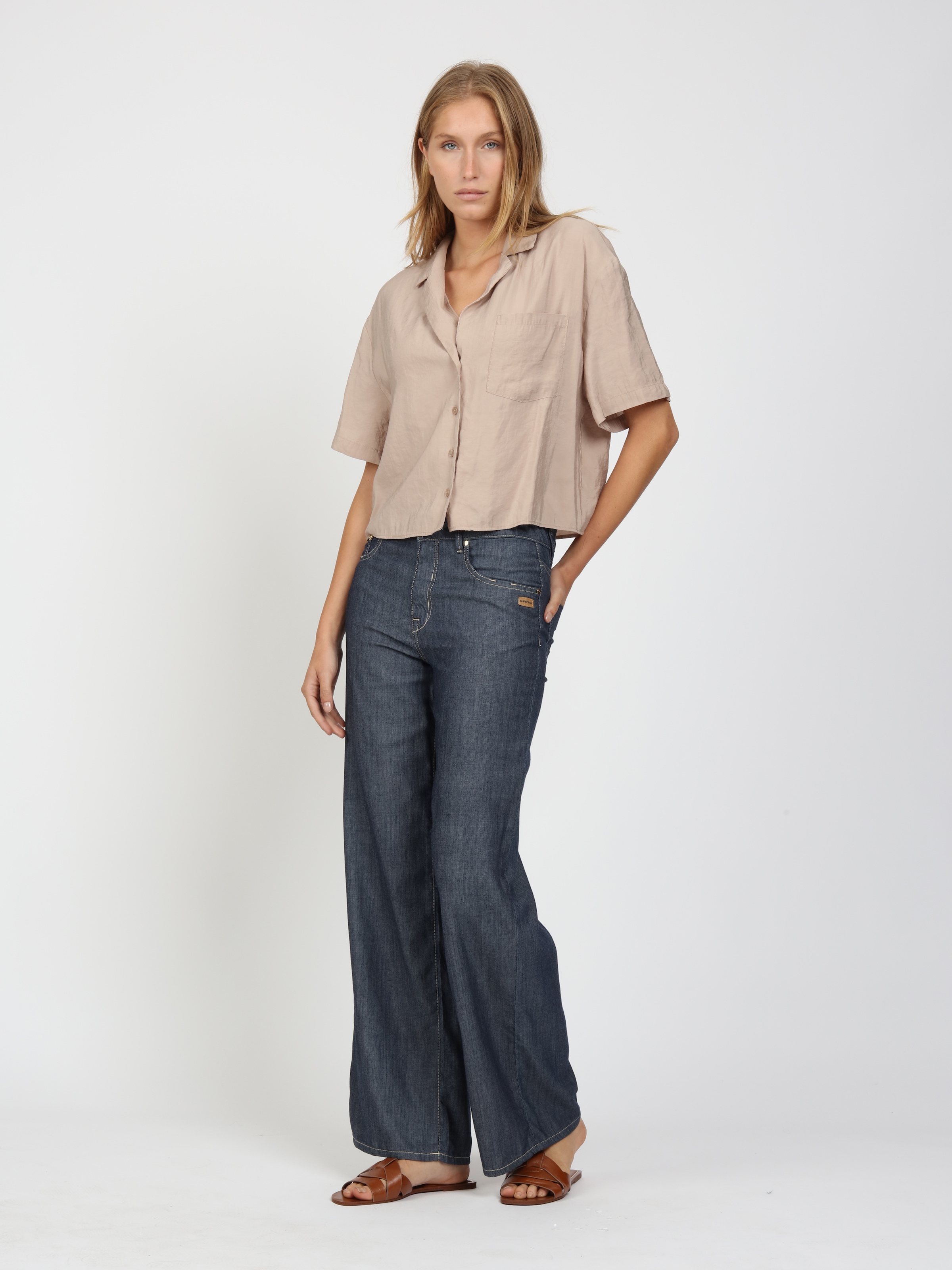 GANG Jeans large »94CARLOTTA« denim clair, avec lyocell