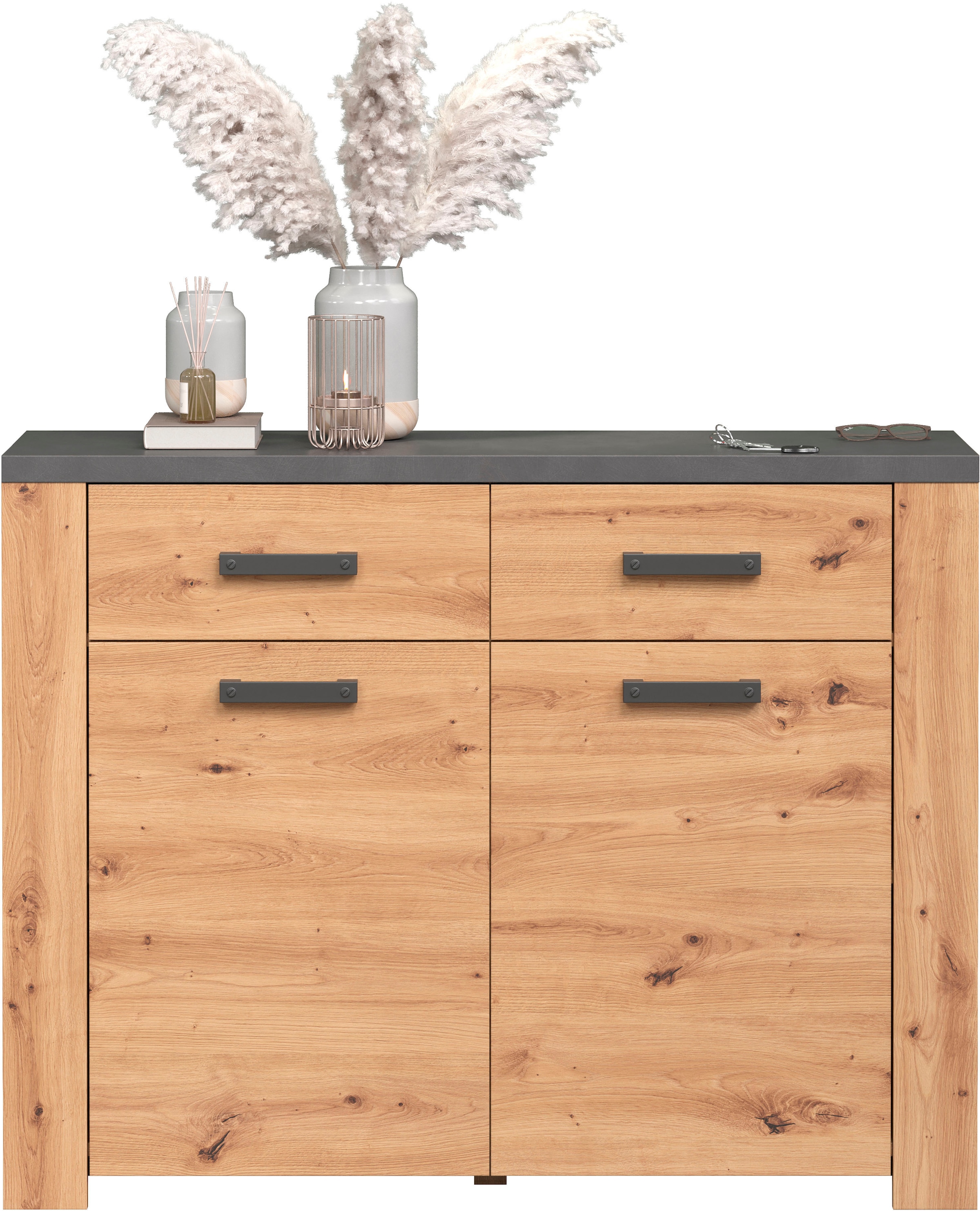 Home affaire Commode »Ambres« 1 cuis tlg. Kommode mit 2 Türen & 2 Schubladen - (B/T/H) 116/35/91 cm