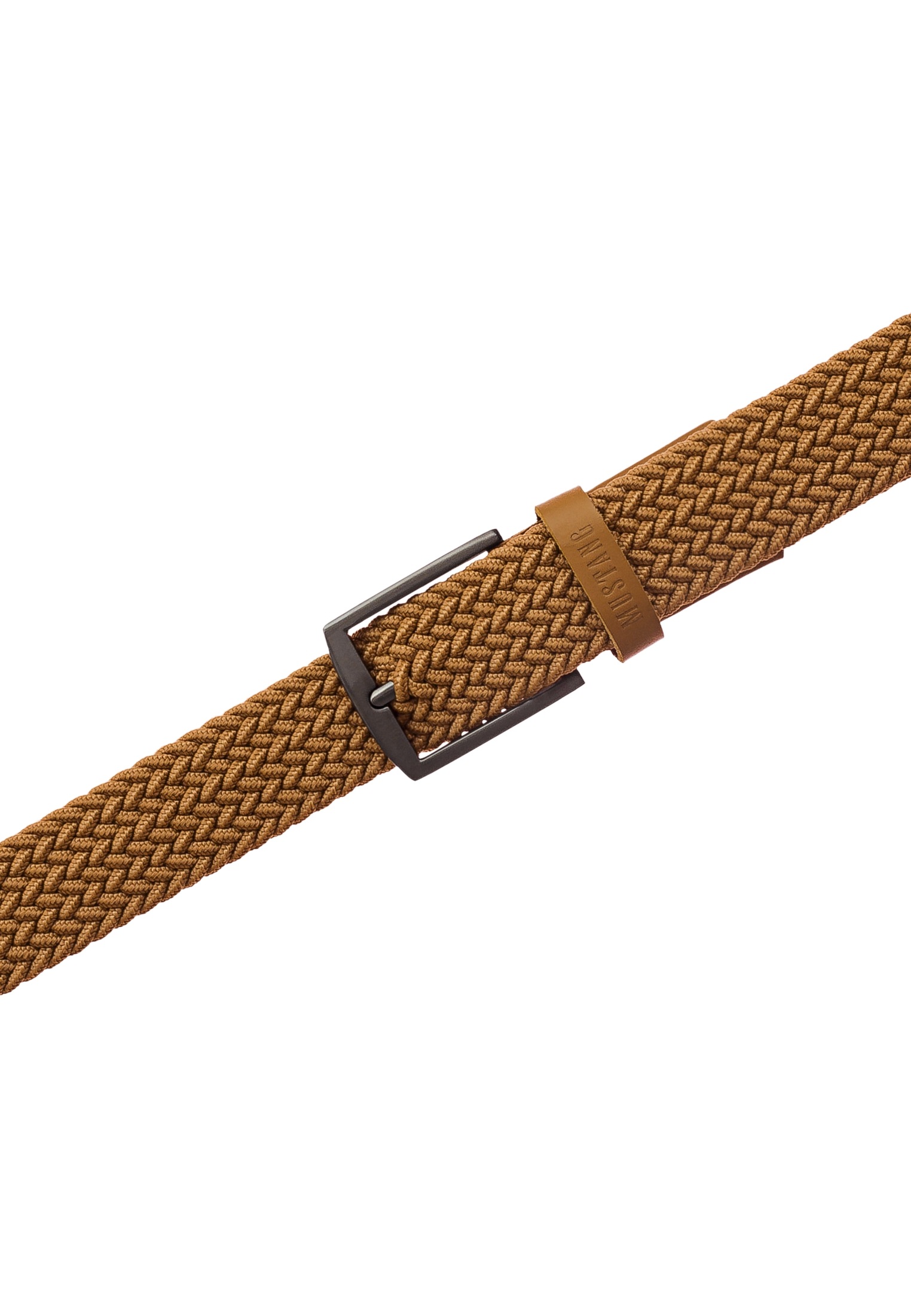 MUSTANG Ceinture stretch »"Nolan"« avec fibre synthétique élastique et partie cuir, largeur 3,5 cm, uni