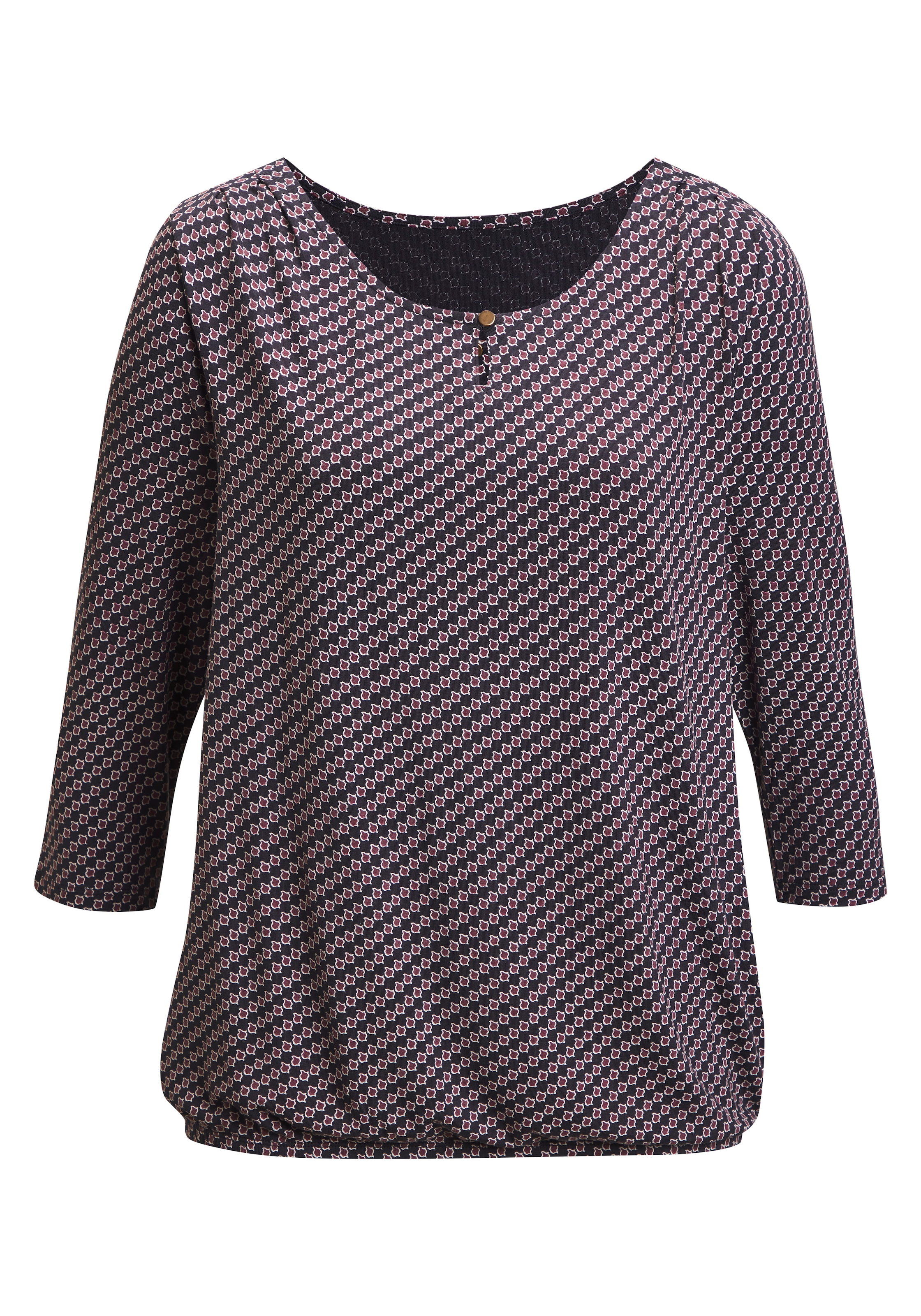 Vivance Shirt à col rond »mit goldfarbenem Zierknopf am Ausschnitt« 2er-Pack,  aus weichem Viskose-Stretch