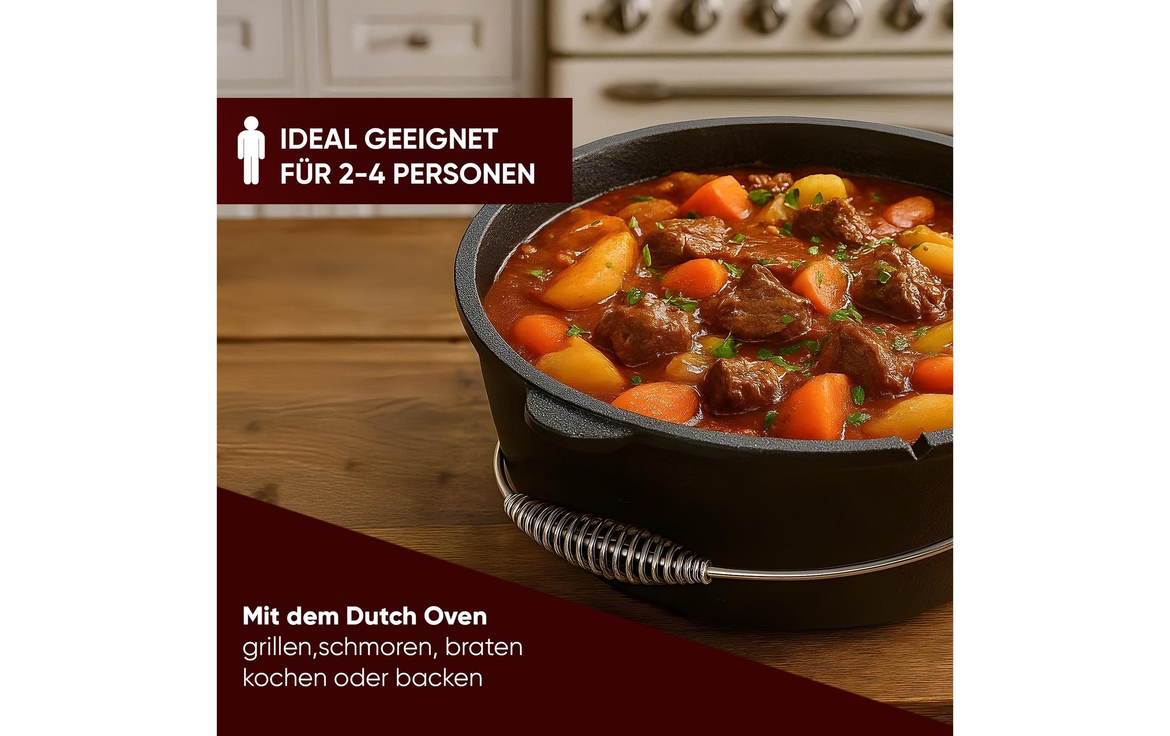   Grilltopf »Gusskoenig Dutch Oven Set 4,5 l mit Heber, Bürste, Untersetzer« Gusseisen