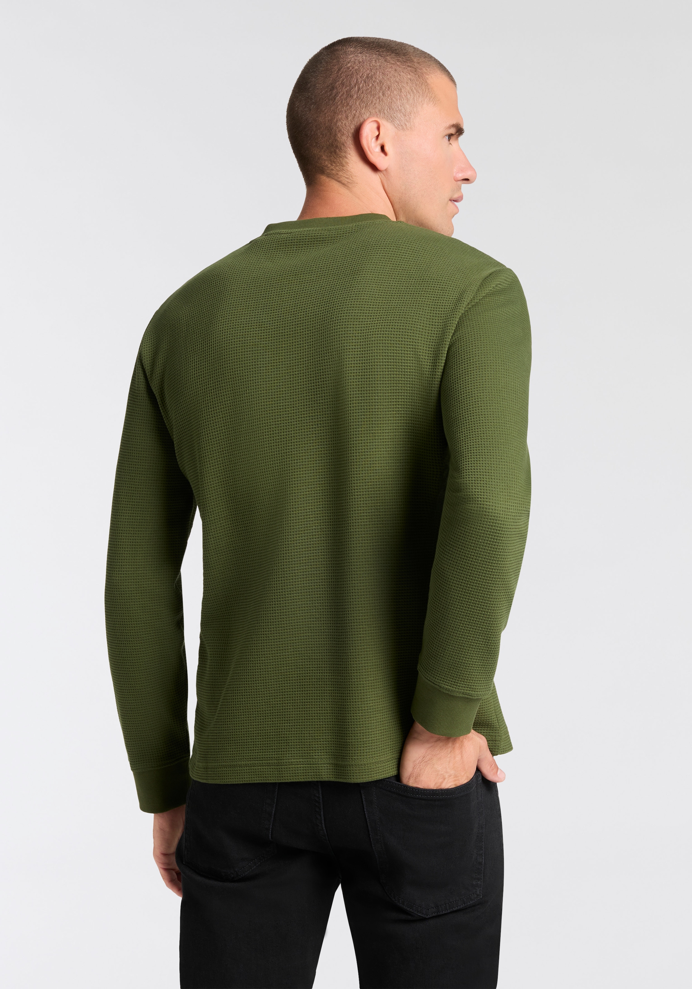 Gant Henleyshirt »WAFFLE LS HENLEY« Rundhalsausschnitt, Regular fit, Waffelstruktur