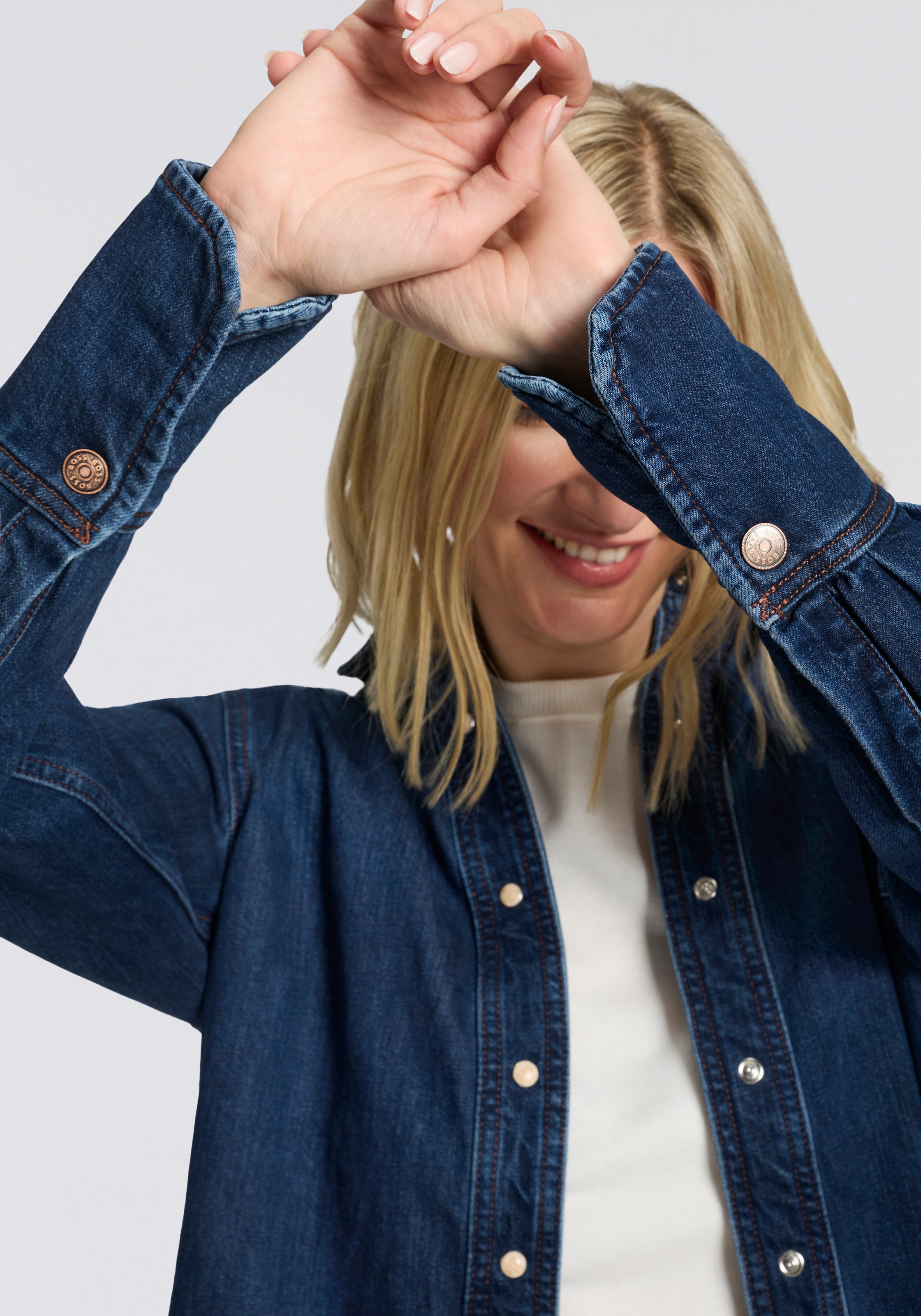 BOSS ORANGE Blouse chemise »Shirt Premium Damenmode« Regular Fit, Denim