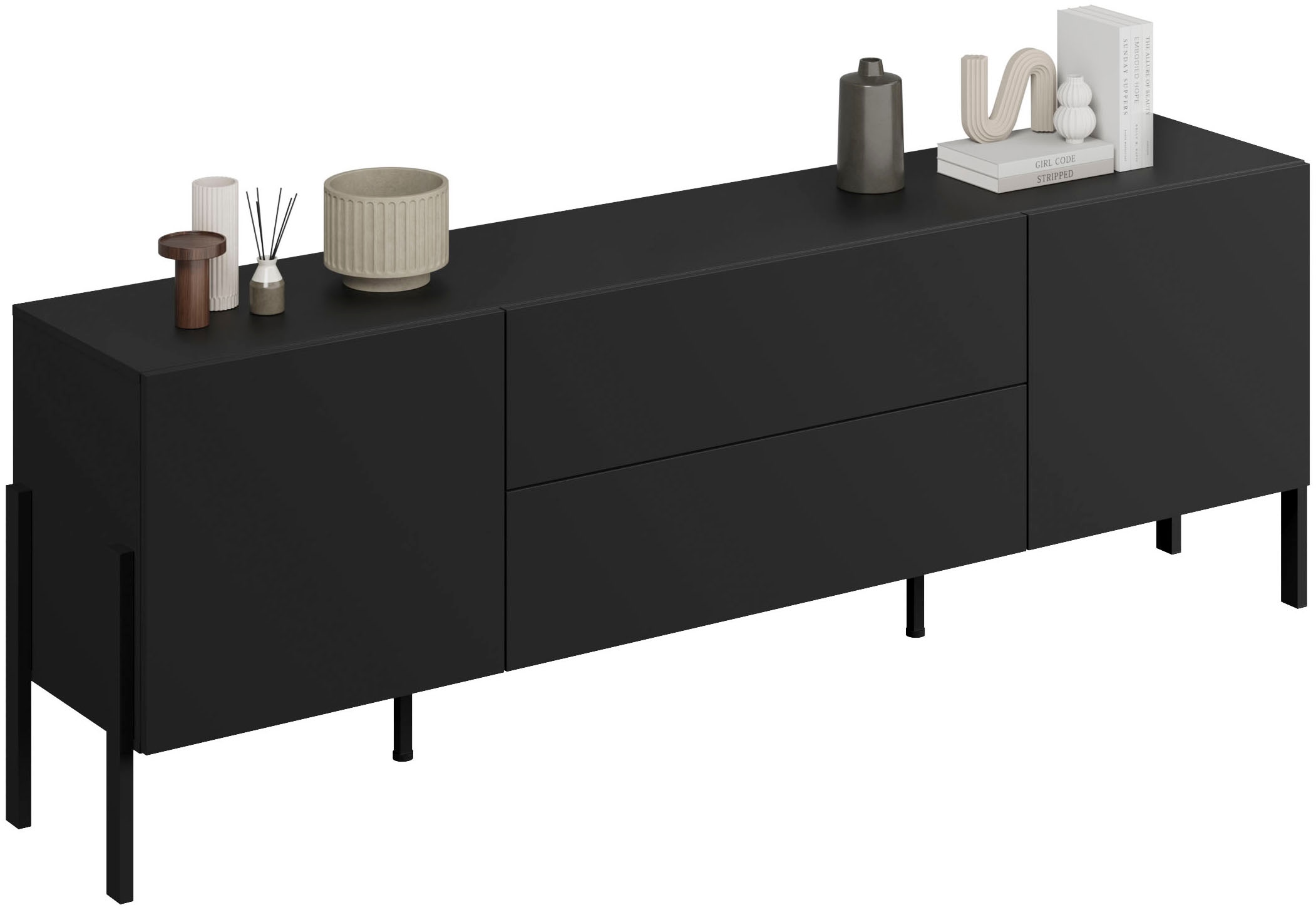 GOODproduct Table basse »Jukon,Breite 200 cm, moderne grifflose TV-Kommode,2 Türen/2 Schubladen« TV-Schrank mit viel Stauraum, TV-Board, push-to-open-Funktion