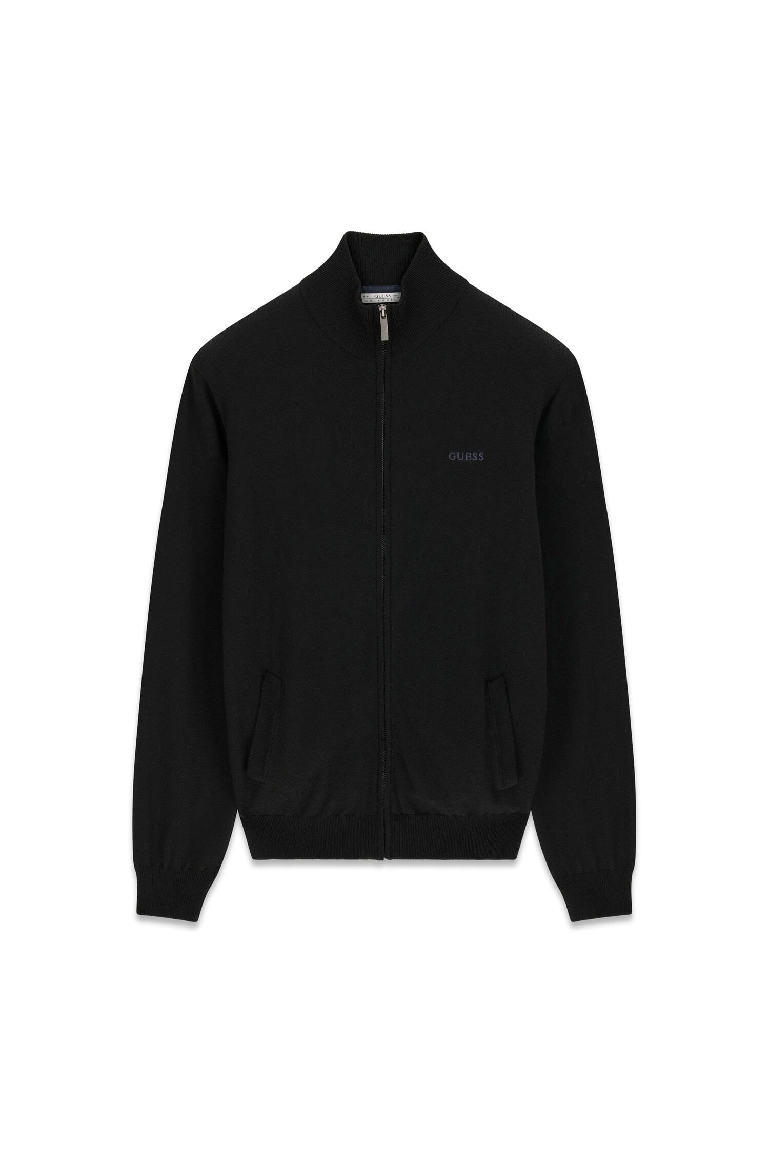 Guess Veste en tricot »MAGNUS« mit Woll- und Seiden-Anteil, Stehkragen, Regular Fit