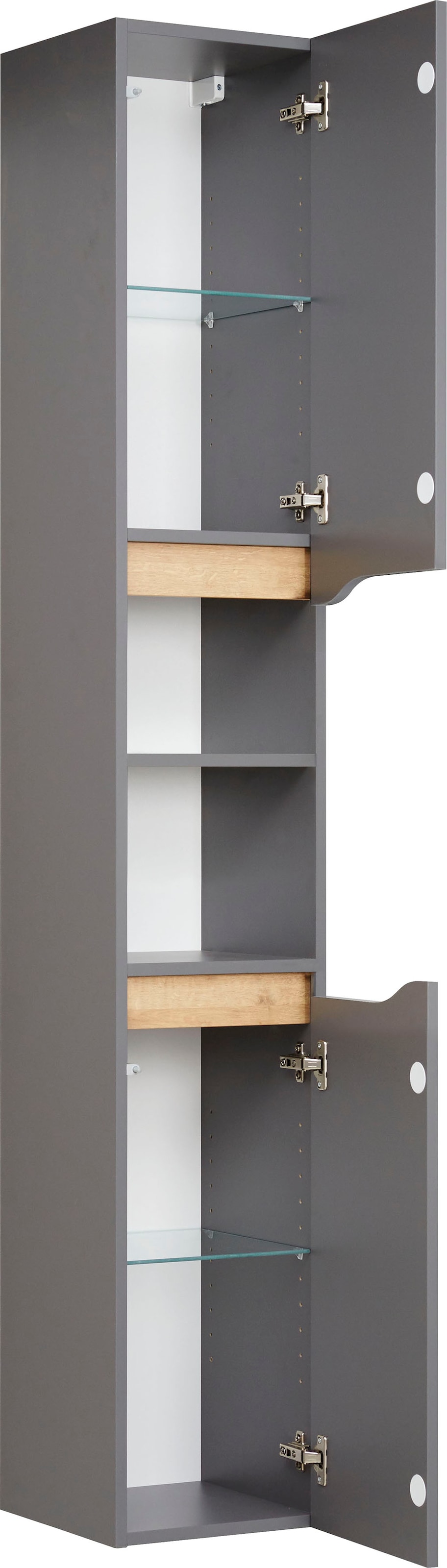 Saphir Armoire haute »Quickset Badschrank 30 cm breit, 2 Türen, 1 Nische, 2 Einlegeböden« Armoire haute de salle de bain avec amortisseur de porte, sans poignées