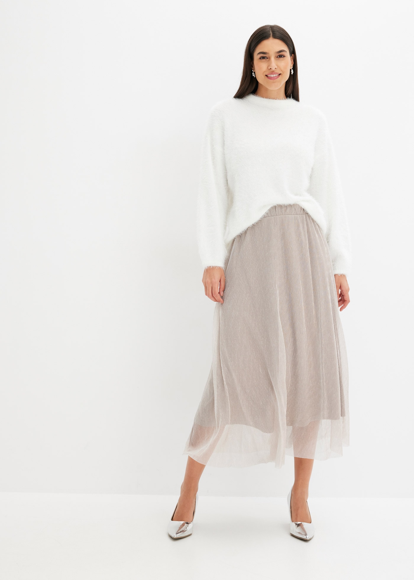 bonprix Jupe en jersey »Jerseyrock« aus leicht transparentem Materialmix, ausgestellte Passform