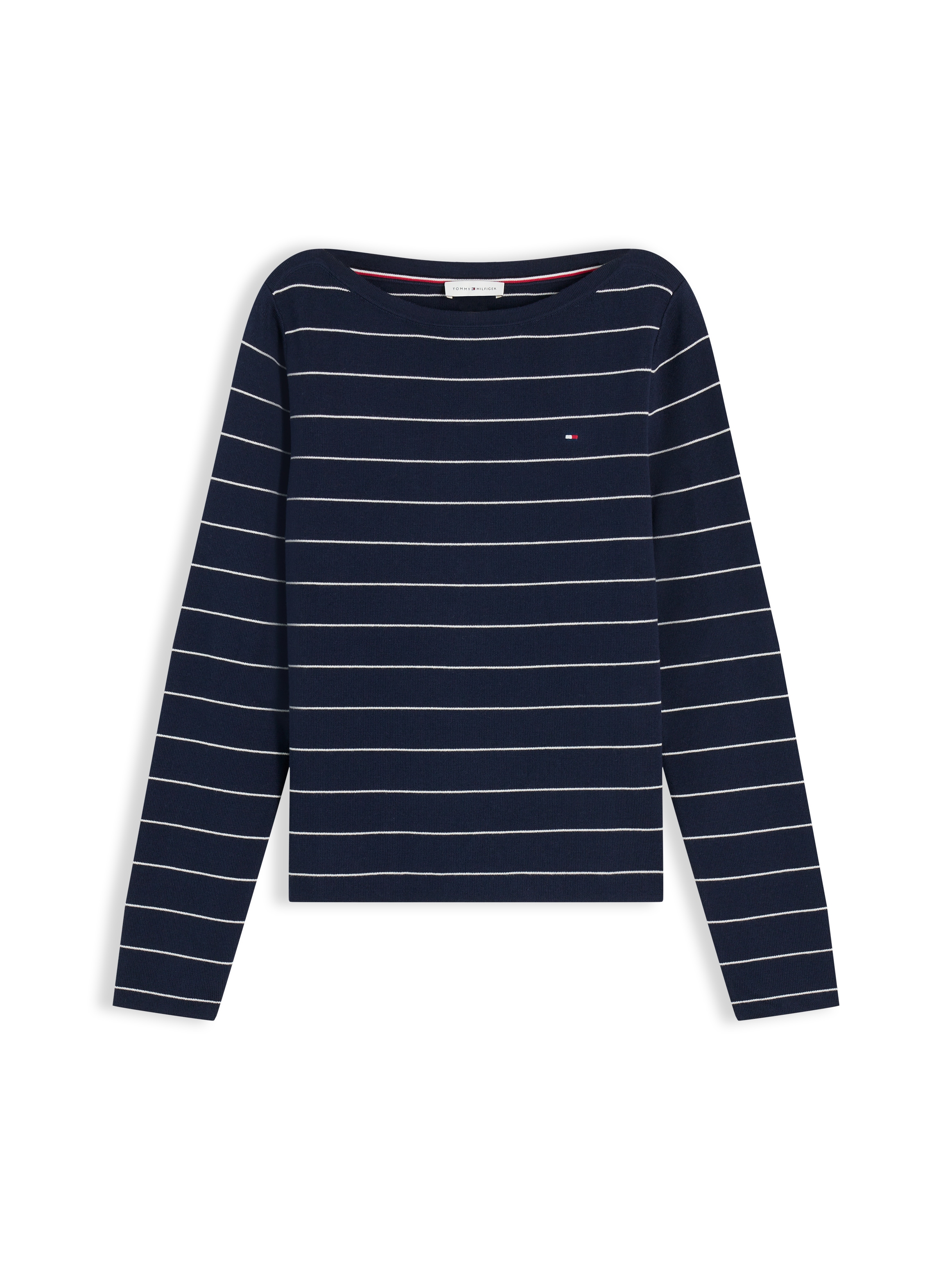 Tommy Hilfiger Pull en tricot »FULL NEEDLE BOAT-NK LS SWT« mélange de coton