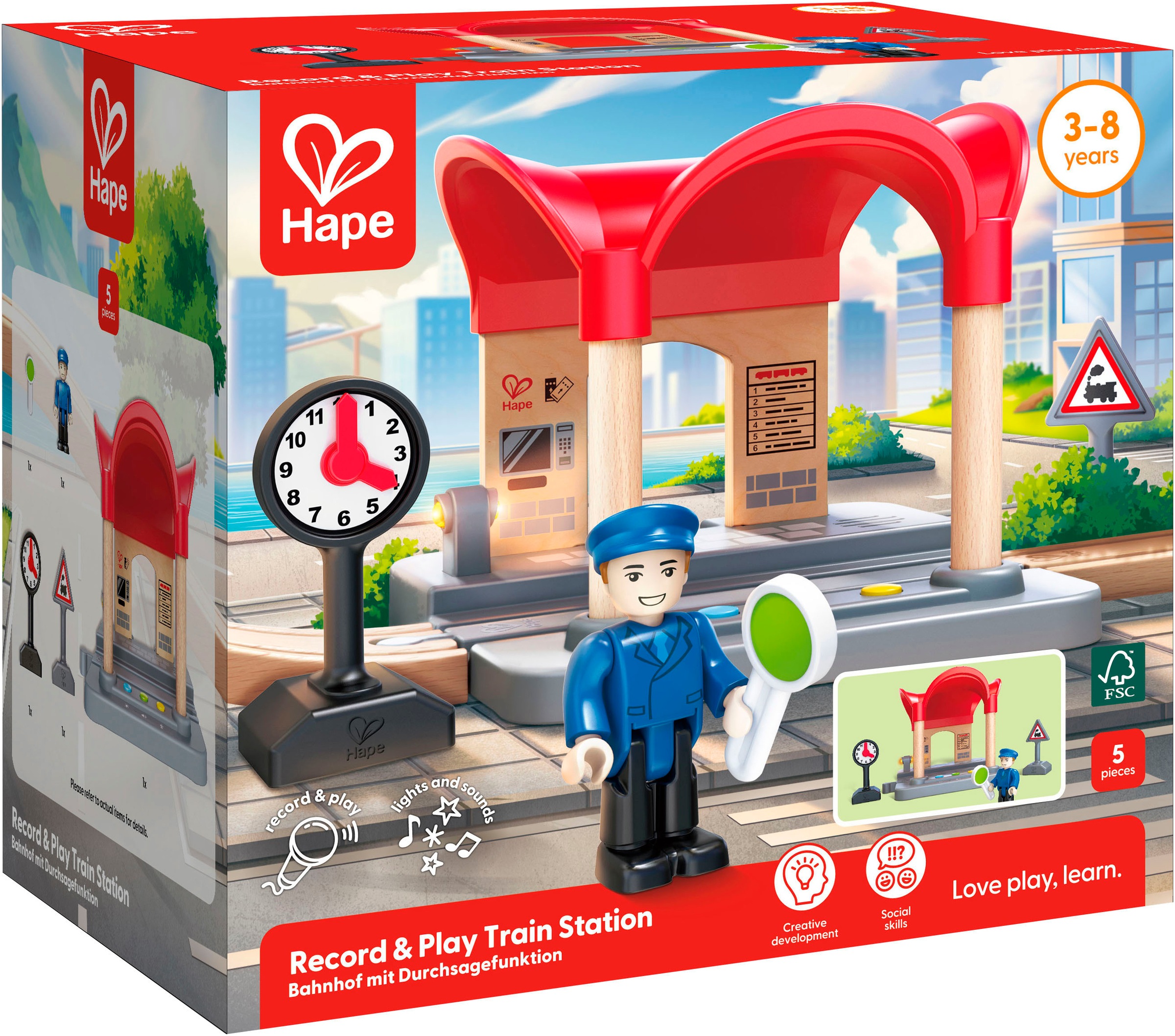 Hape Bâtiment de train jouet »Bahnhof mit Durchsagefunktion« mit Soundeffekt