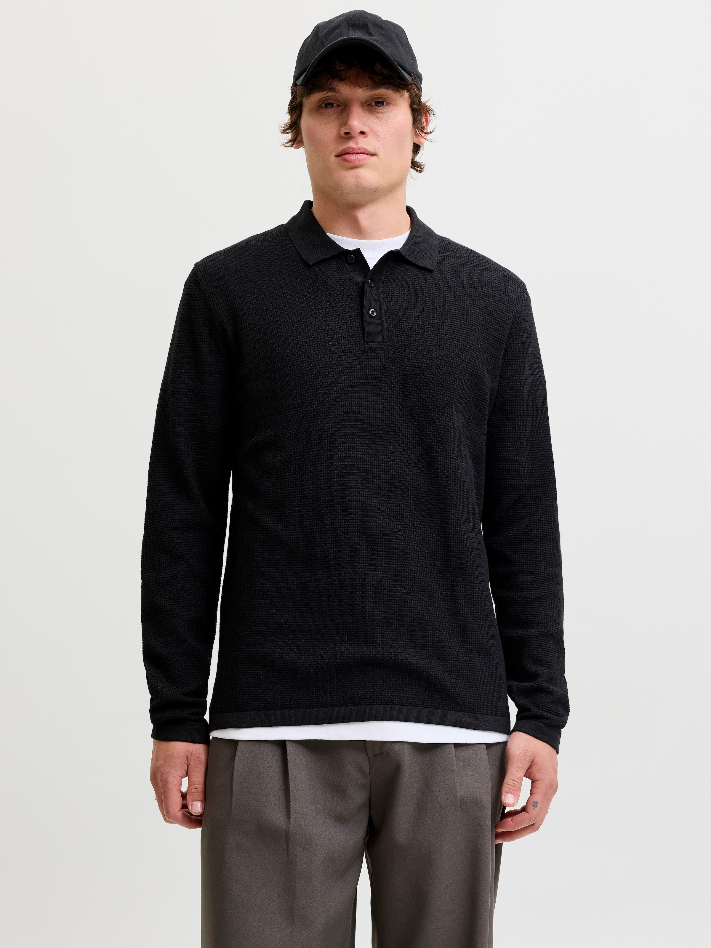 Jack & Jones Pull à col polo »JJEAUSTIN KNIT LS POLO SN« mélange coton, coupe régulière