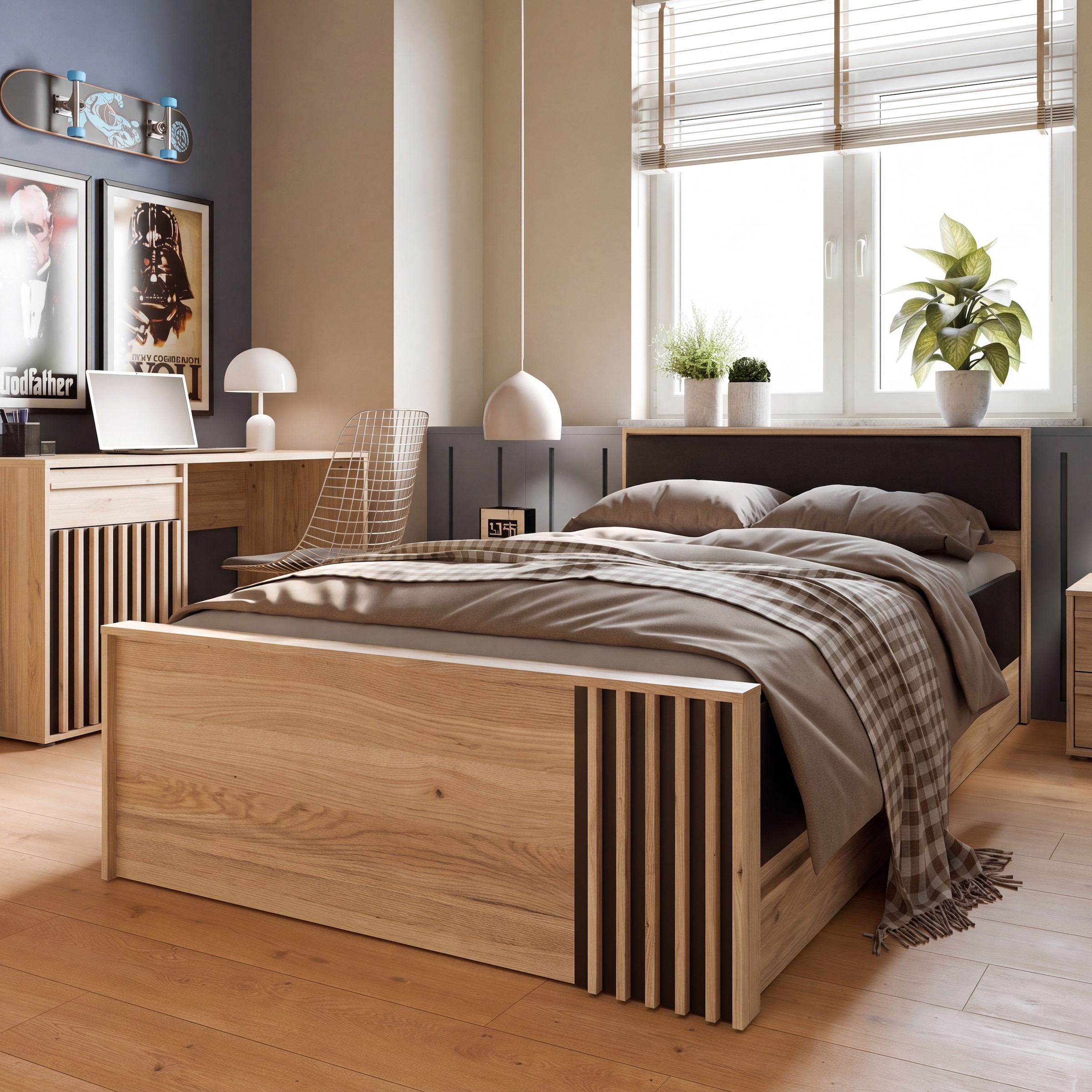 FORTE Bett »Bett mit Stauraum 2 SK, Kopfteil gepolstert« B/H/T 130/84/213 cm, in 2 Farben erhältlich