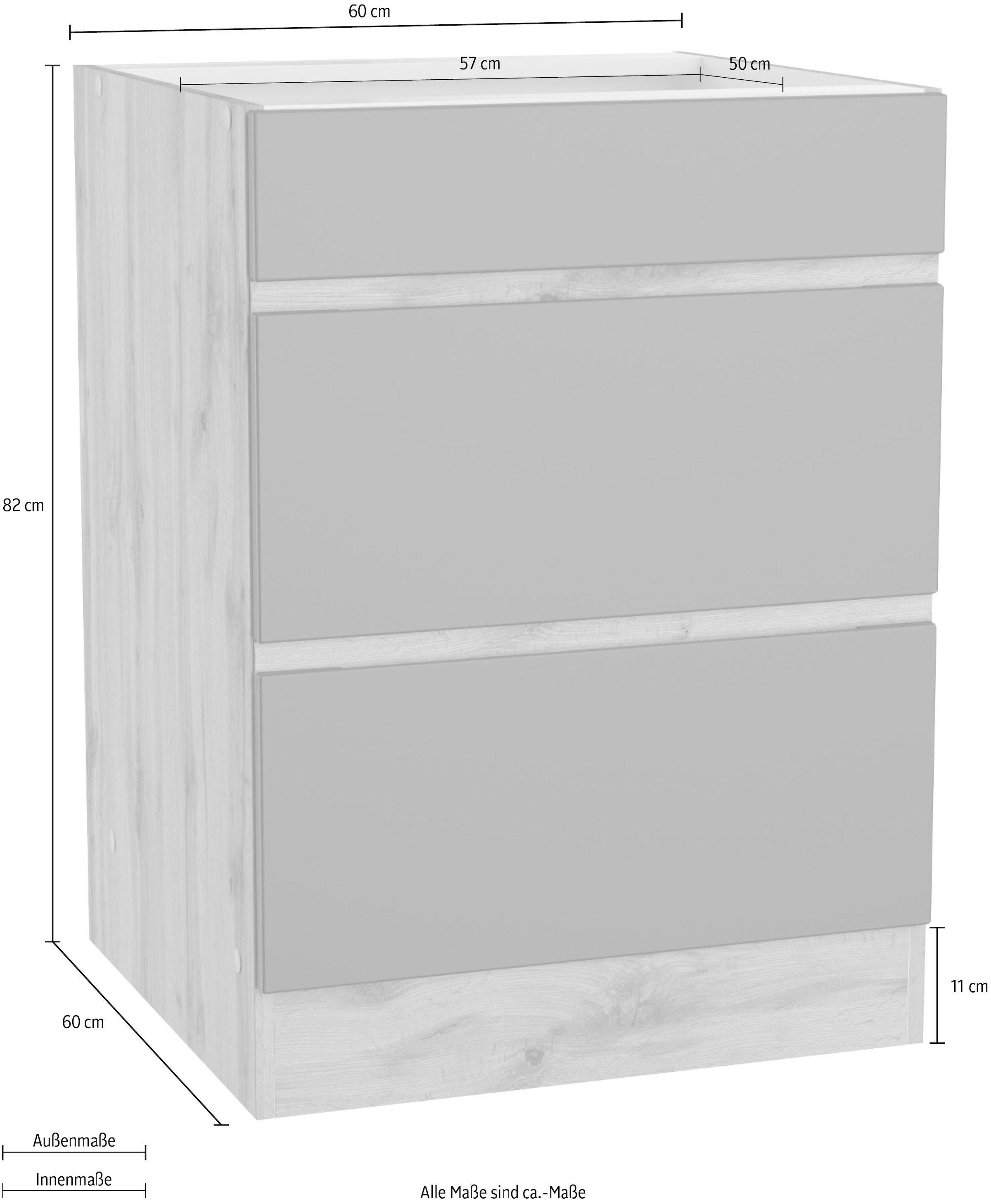 KOCHSTATION Armoire d'encastrement pour table de cuisson »KS-Riesa« Largeur 60 cm, façades MDF