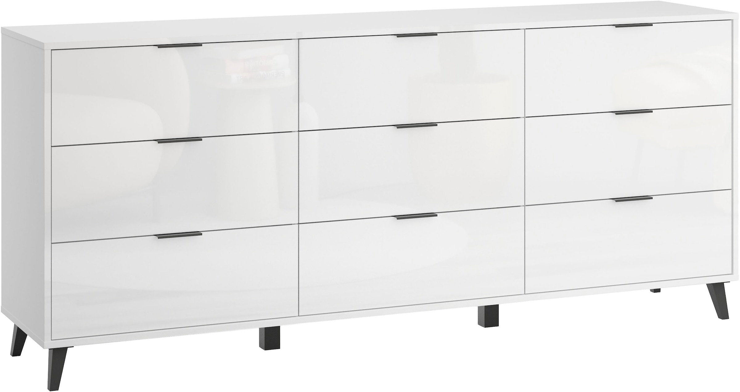 GOODproduct Buffet »Oslo, B/H/T: 180/76/39,5 cm« 9 tiroirs, poignées noires en métal, beaucoup d'espace de rangement