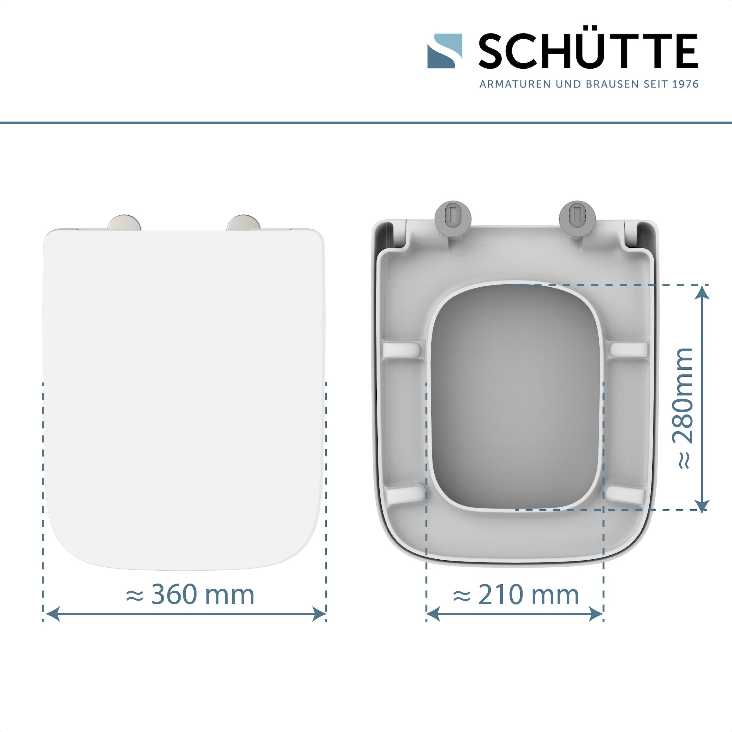 Schütte WC-Sitz »Duroplast, WHITE E-Form PRO 4« WC-Sitz, Befestigungsmaterial, Montageanleitung,  mit Absenkautomatik und Schnellverschluss