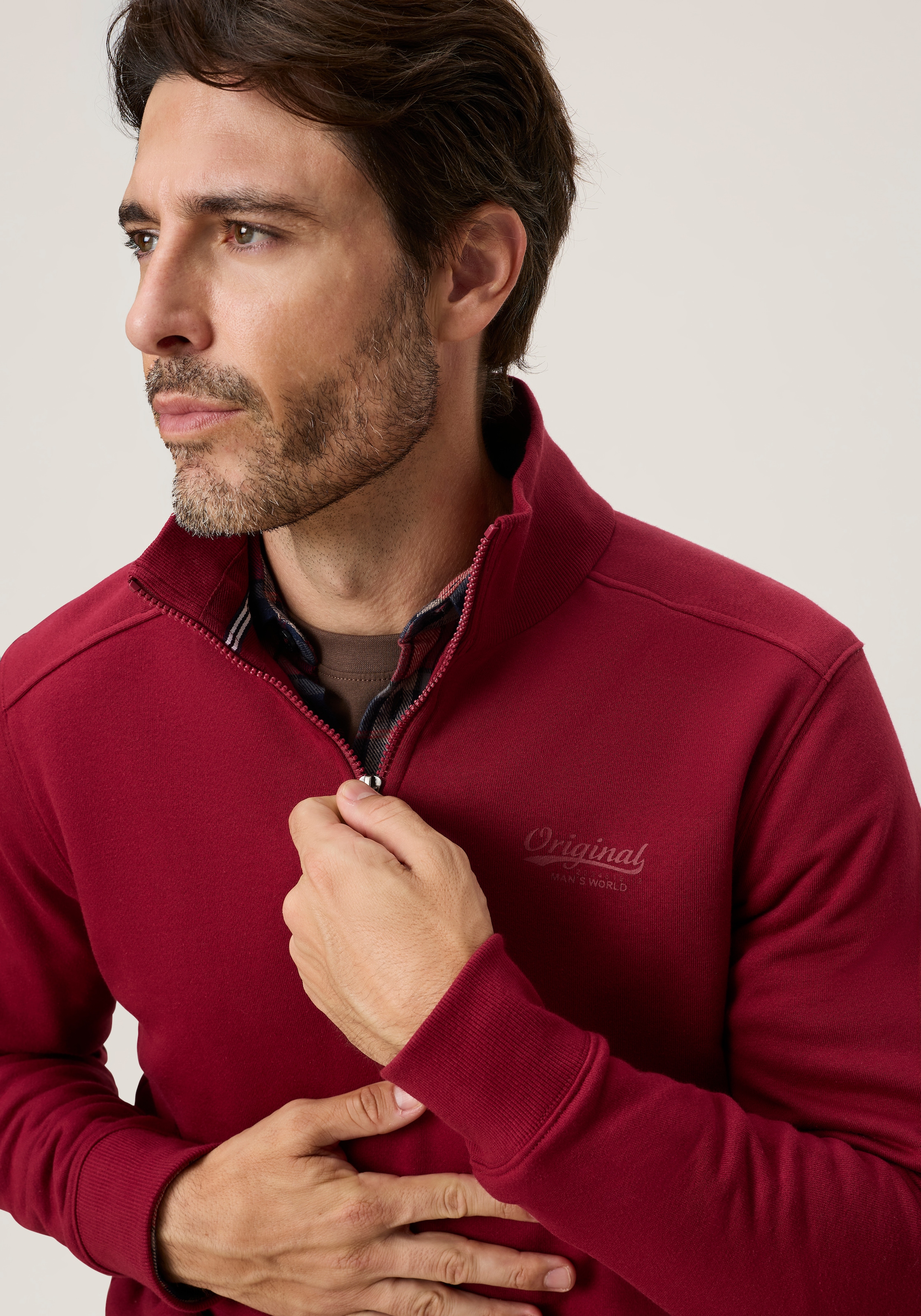 Man's World Sweat-shirt , avec col Troyer, coupe normale, aussi en grandes tailles
