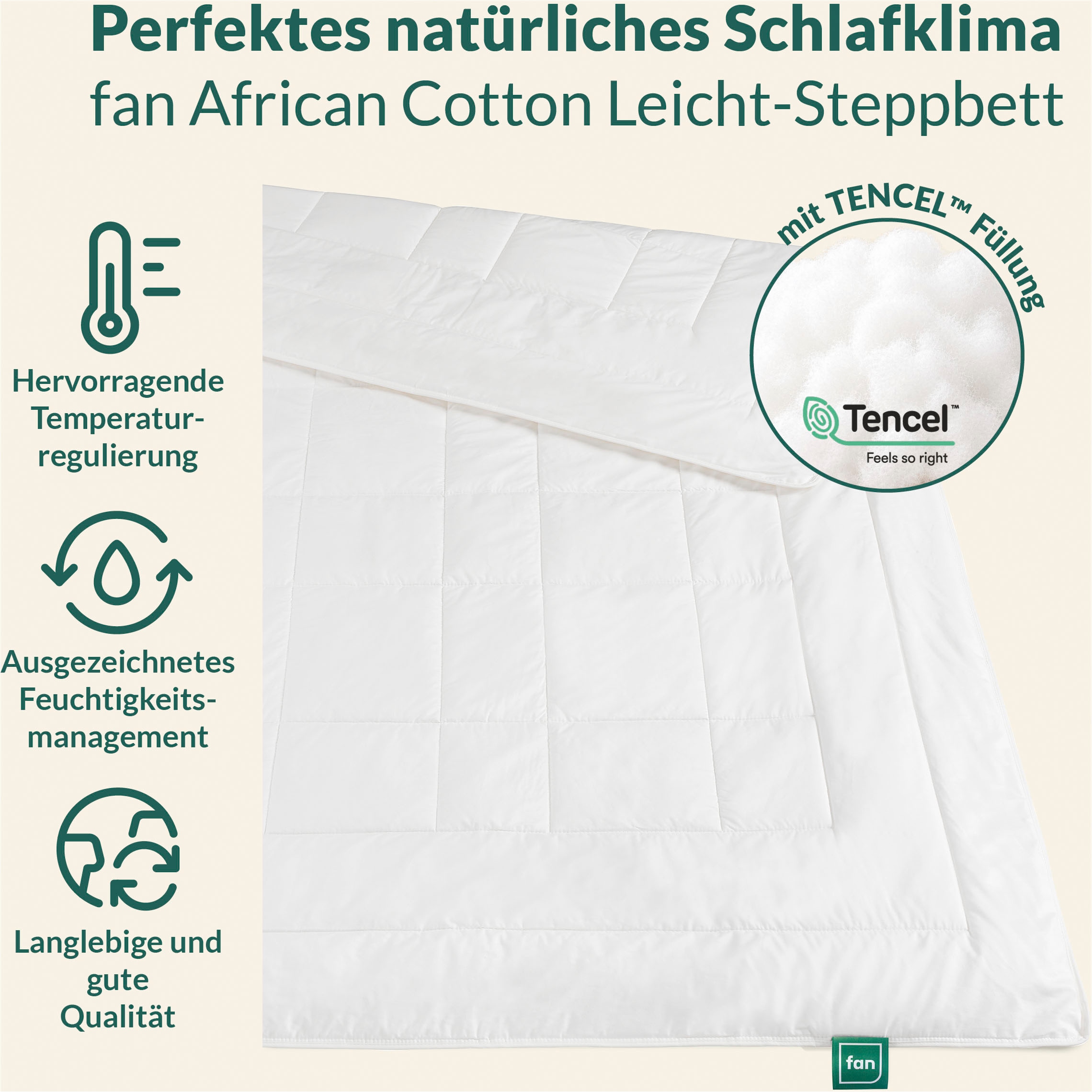 fan Baumwollbettdecke »African Cotton« leicht 1 Stk. tlg. Bettdecke in 135x200 oder 155x220 cm, Winter oder Sommer