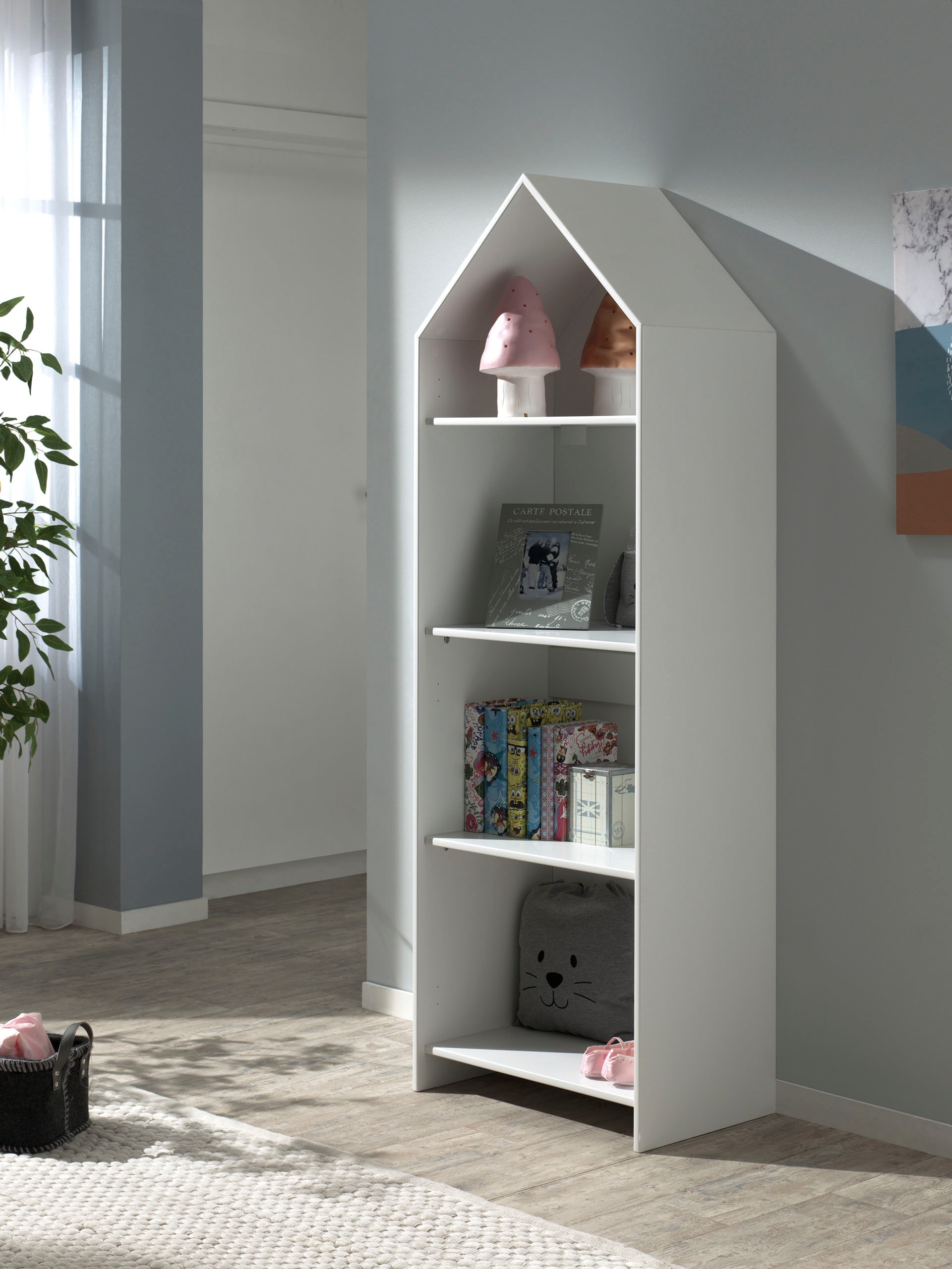 Vipack Étagère pour enfants »Casami, Regalschrank mit 3 Böden und viel Stauraum« L/H/P env. 57,6x171,3x37 cm, utilisation universelle, très moderne,  en MDF de haute qualité, laqué blanc