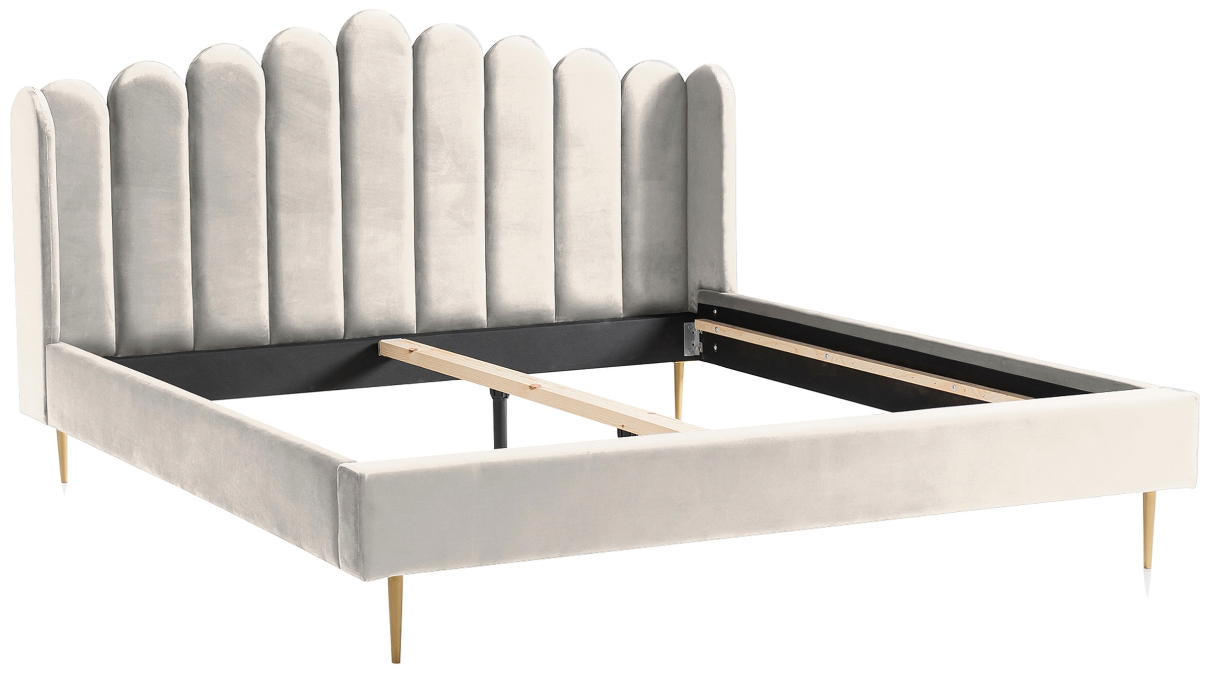 SalesFever Polsterbett »Komfortables Bett für erholsamen Schlaf« Eleganz trifft Komfort: Samt-Bezug, goldfarbene Metallfüsse