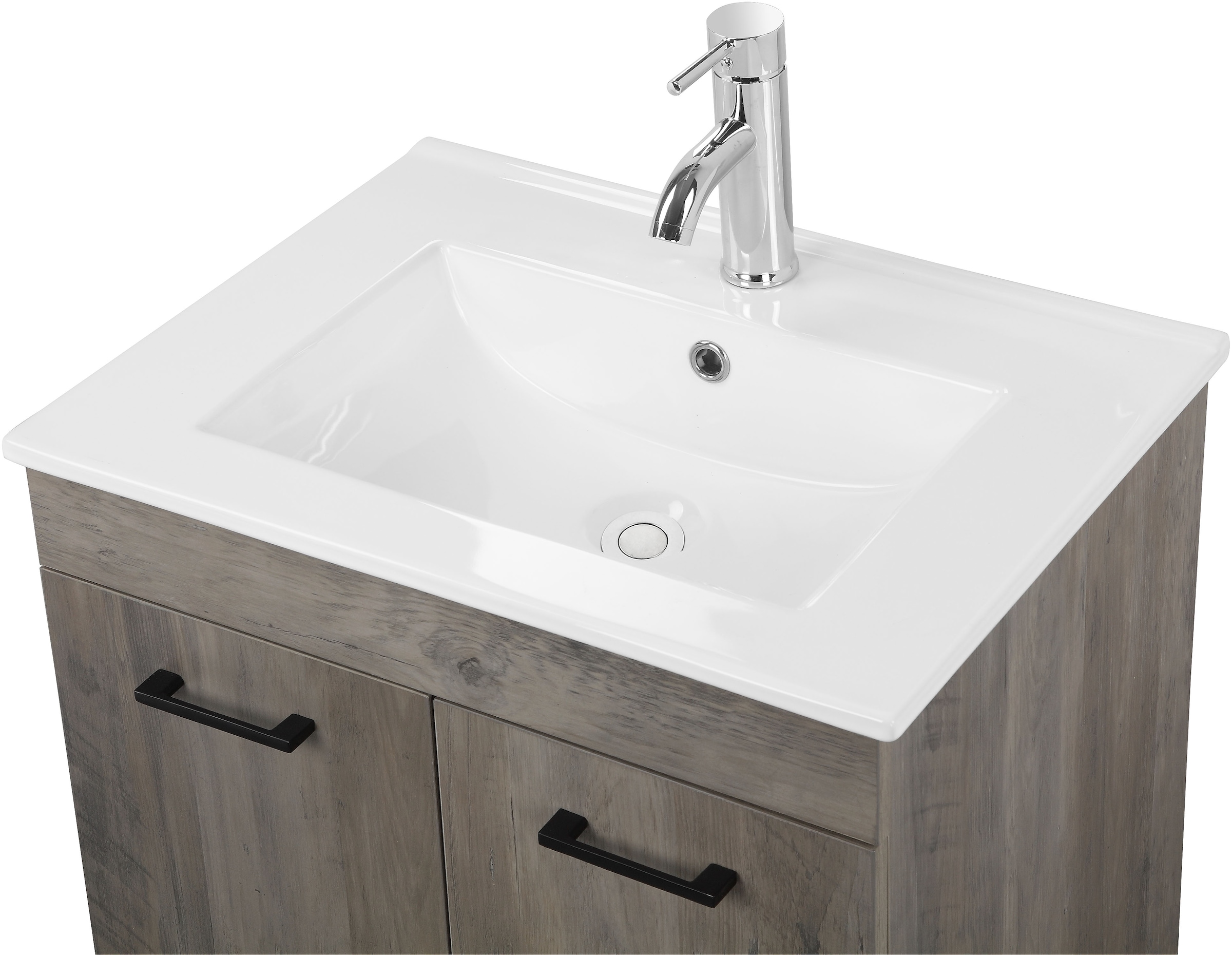 welltime Waschtisch »Florenz, Breite 60cm, 2 Tür, 2 Fächer, MDF-Front« Set, Waschtisch inklusive Waschbecken,  Waschplatz mit 2 Türen,in verschiedenen Farben erhältlich, Badmöbel