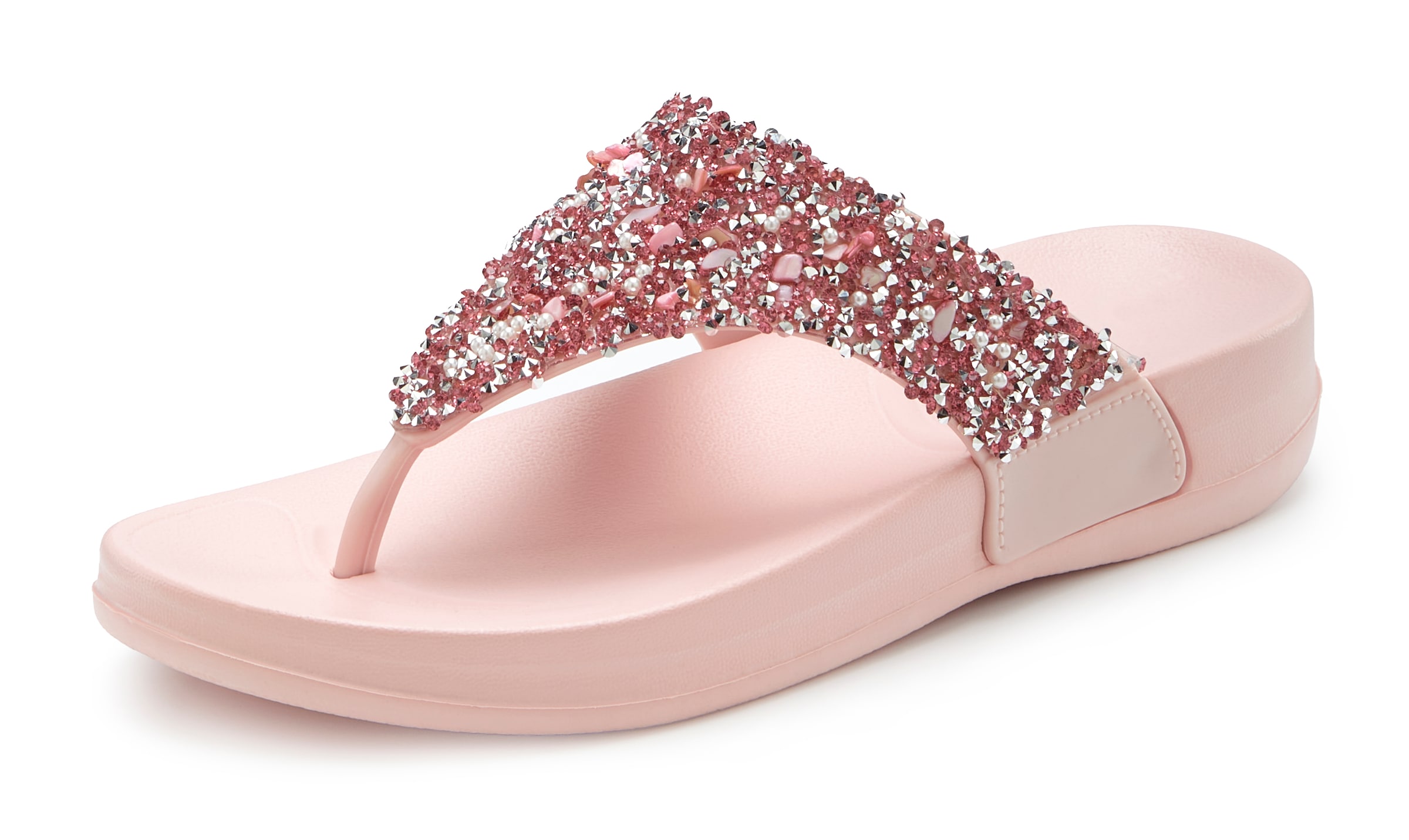 Vivance Séparateur d'orteils de bain »Flip Flop, Badelatsche, Badeschuhe, Pantolette, Zehentrenner,«  NOUVEAU chaussure d'été avec détail pailleté à la mode VEGAN
