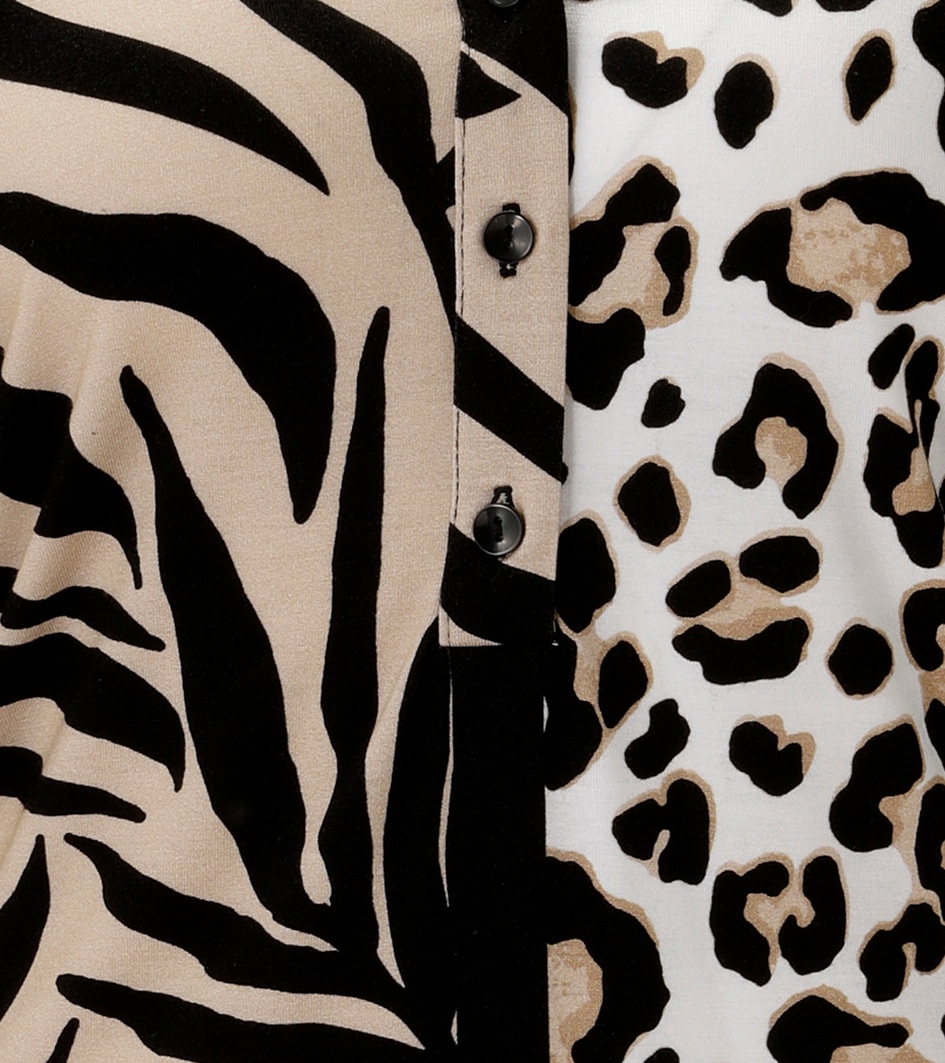 Aniston CASUAL Schlupfbluse im Zebra-Dessin mit Leo-Einsatz - NEUE KOLLEKTION