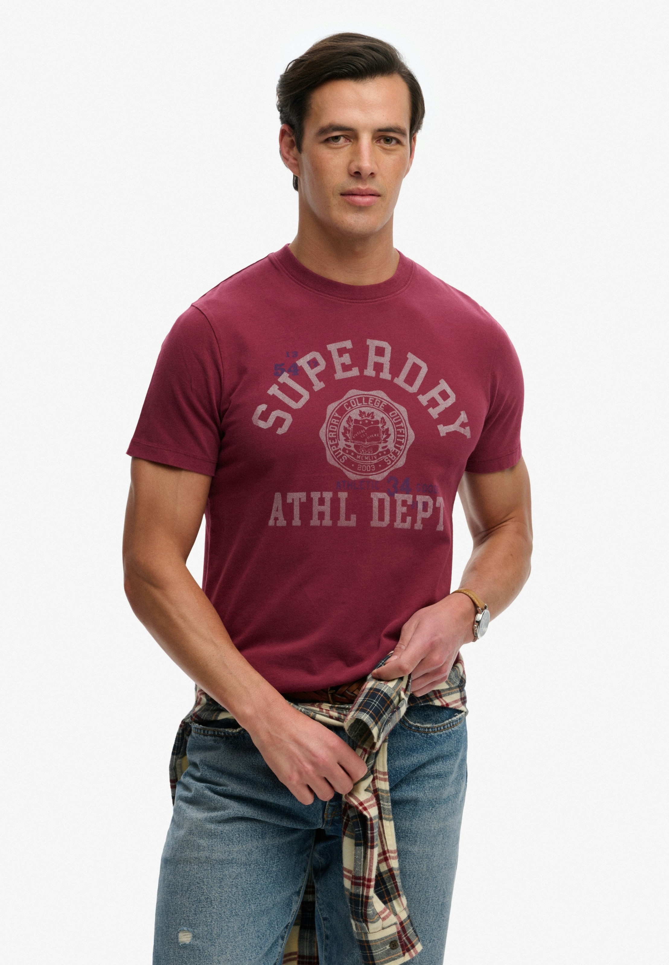 Superdry Shirt à col rond »VINTAGE PREP RELAXED TEE« avec un imprimé déchiré cool