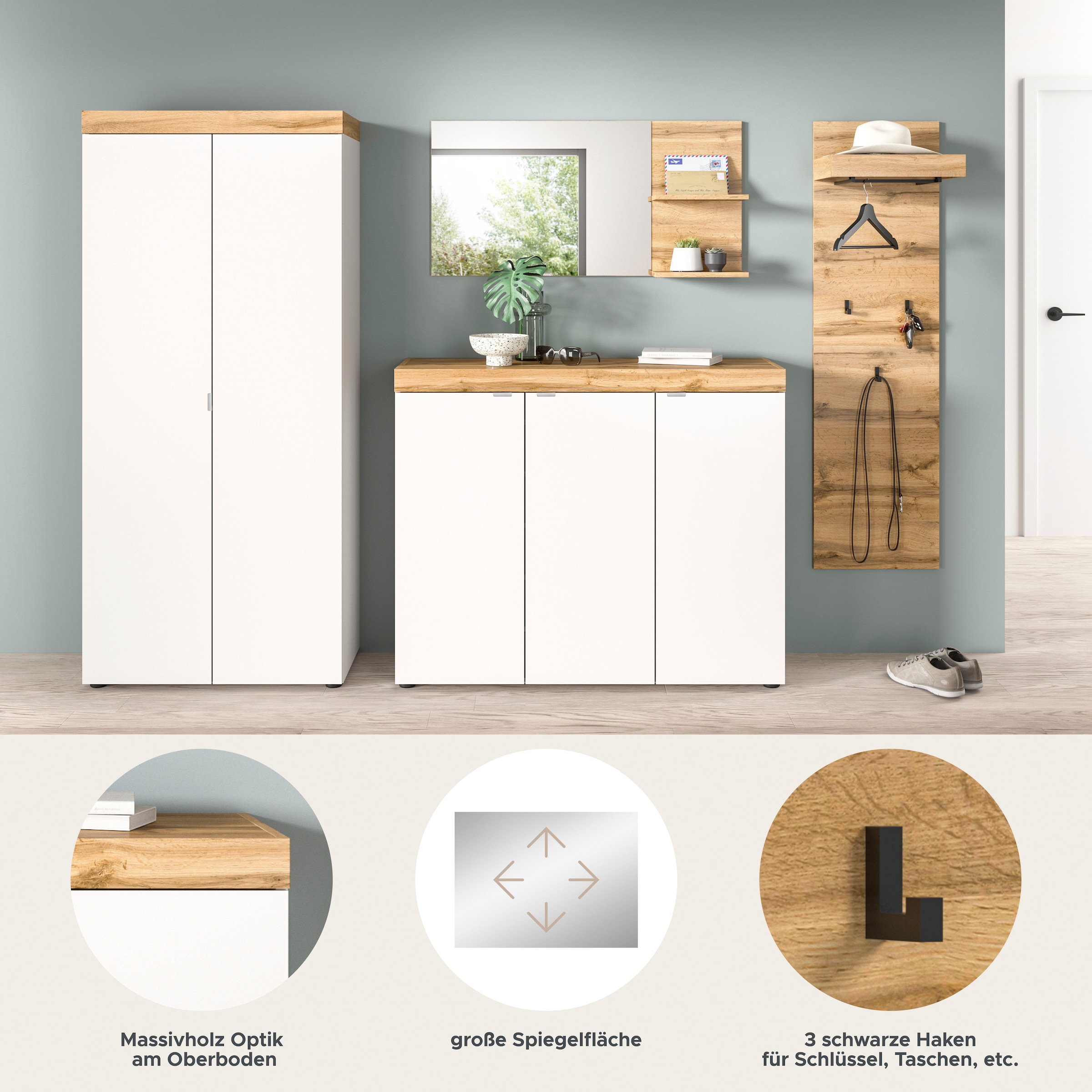 GOODproduct Ensemble de vestiaires »MAMBO II, 4-teilig, TOPSELLER!, hängend oder stehend montierbar« 4 cuis tlg.