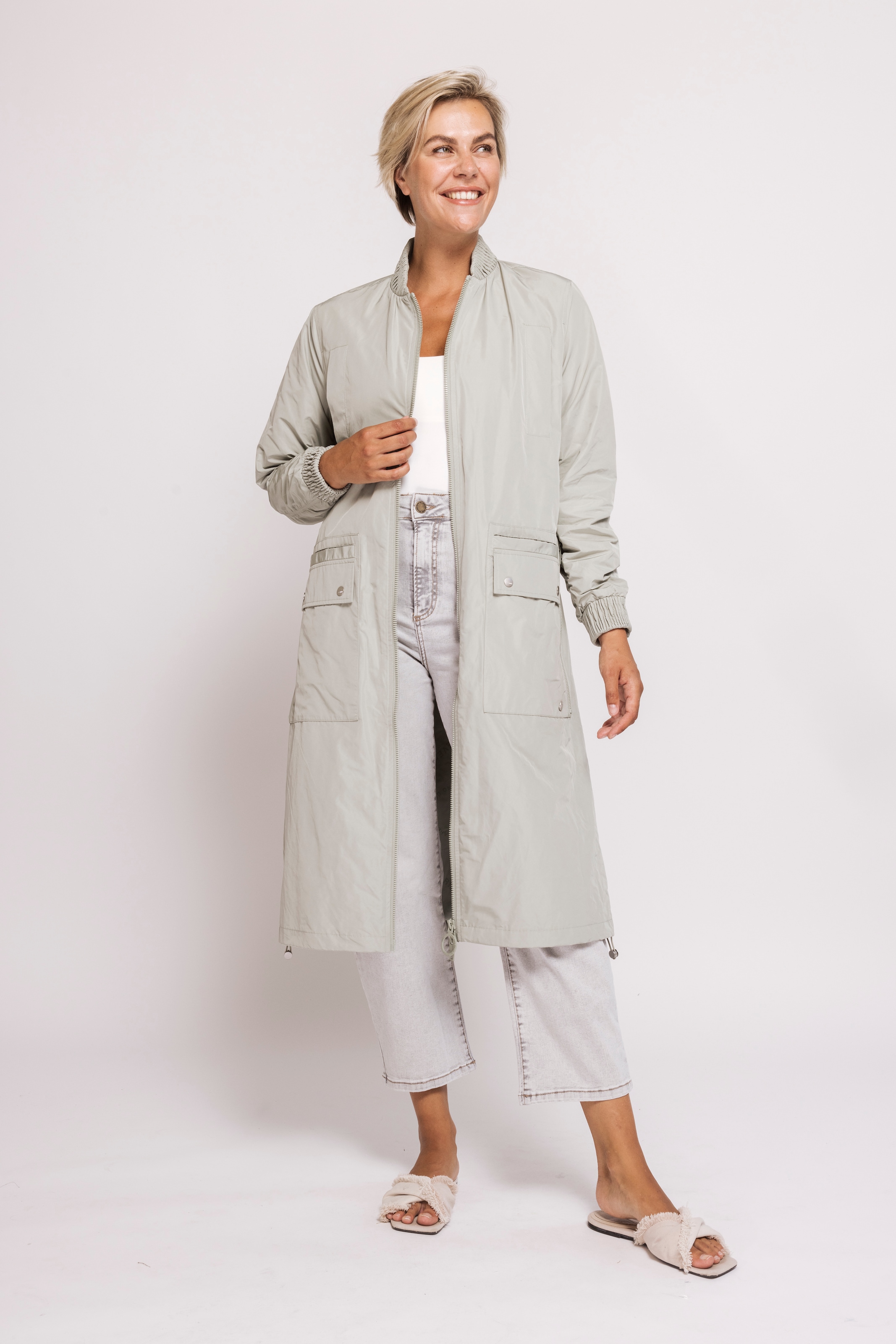 Zhrill Manteau long »PANTA« Longueur genou, fermeture éclair bidirectionnelle, col montant