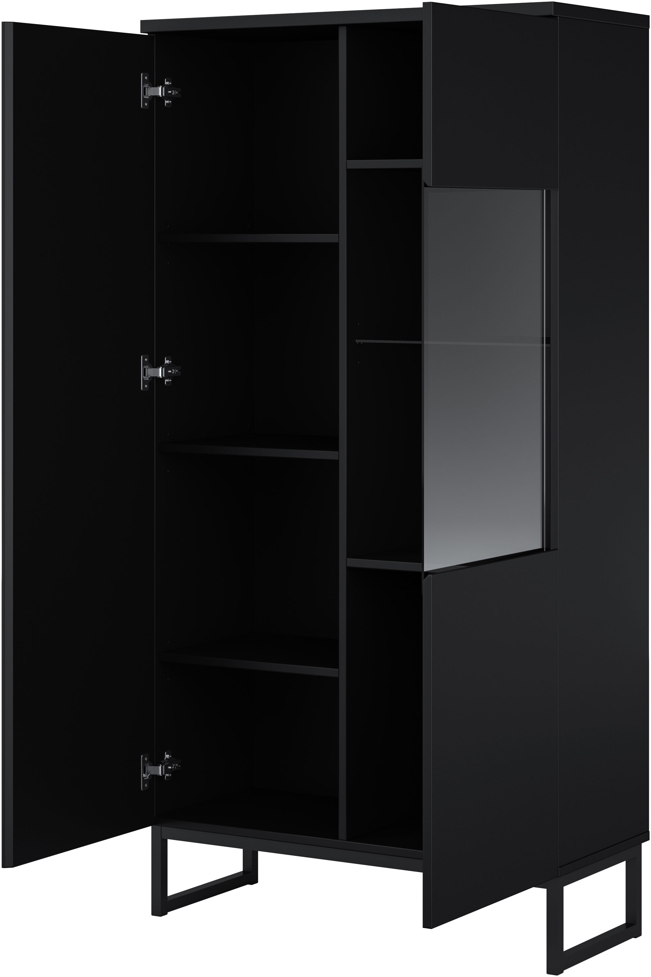 GOODproduct Vitrines »Modo II, Breite 80 cm, moderner griffloser Vitrineschrank« vitrine avec beaucoup d’espace de rangement, étagères réglables, porte en verre, patins en métal