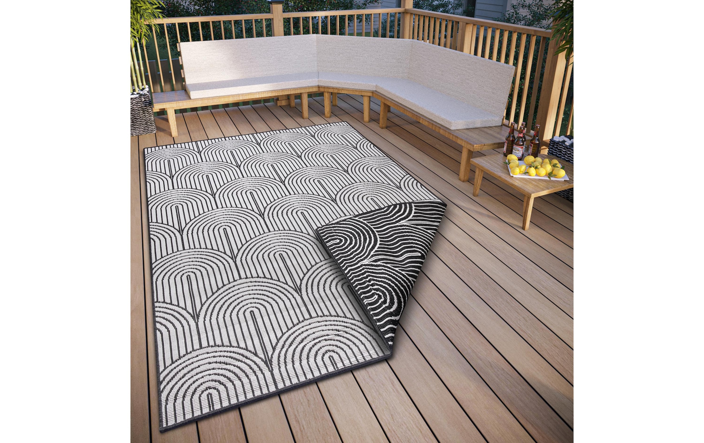 HANSE Home Tapis »Pangli, Wendeteppich« Rectangulaire 5 mm Höhe In-& Outdoor, Teppich, Wetterfest, Balkon, Garten, Wohnzimmer, Modern