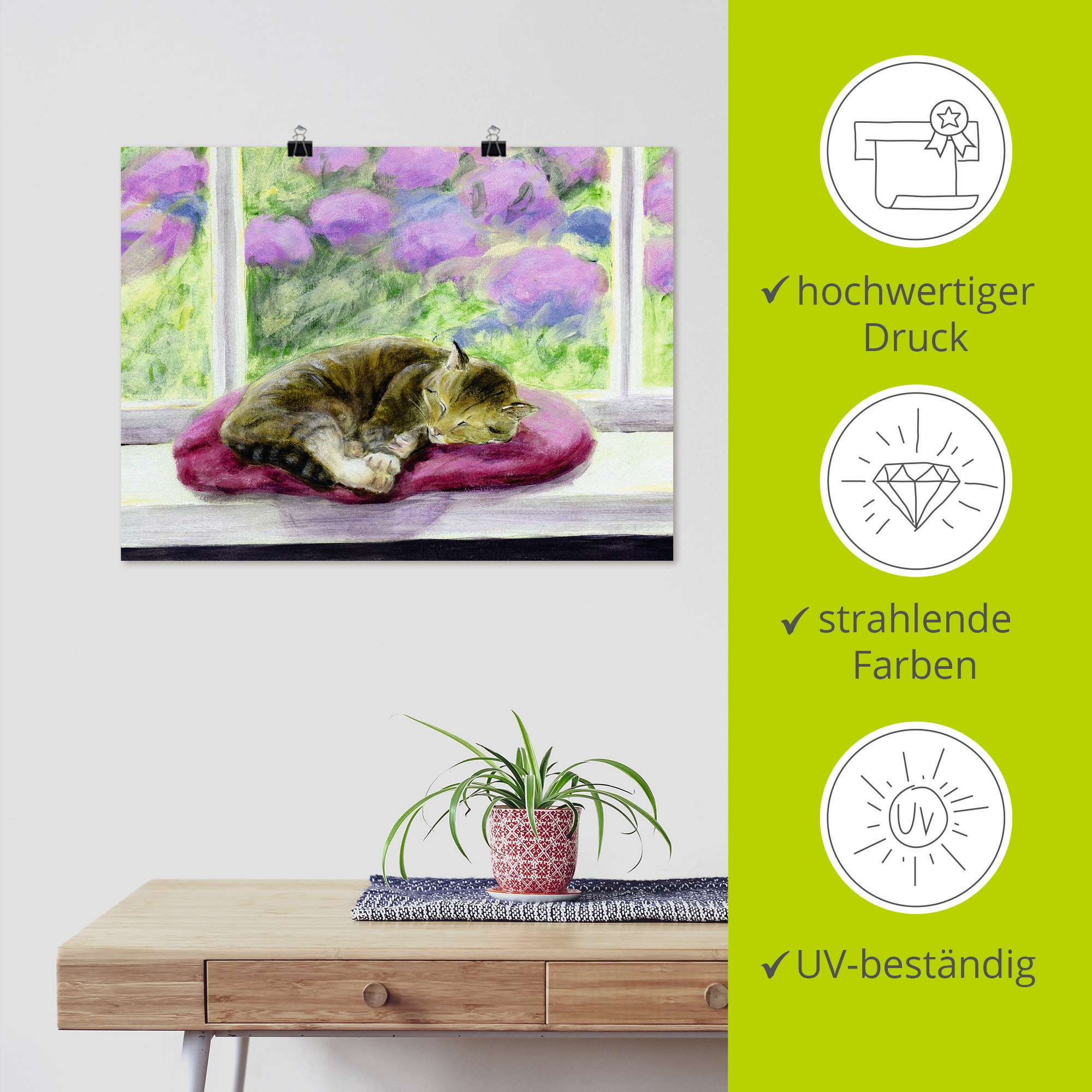 Artland Poster »Katze auf Gartenfensterbank« Haustiere 1 Stk. tlg. ohne Rahmen