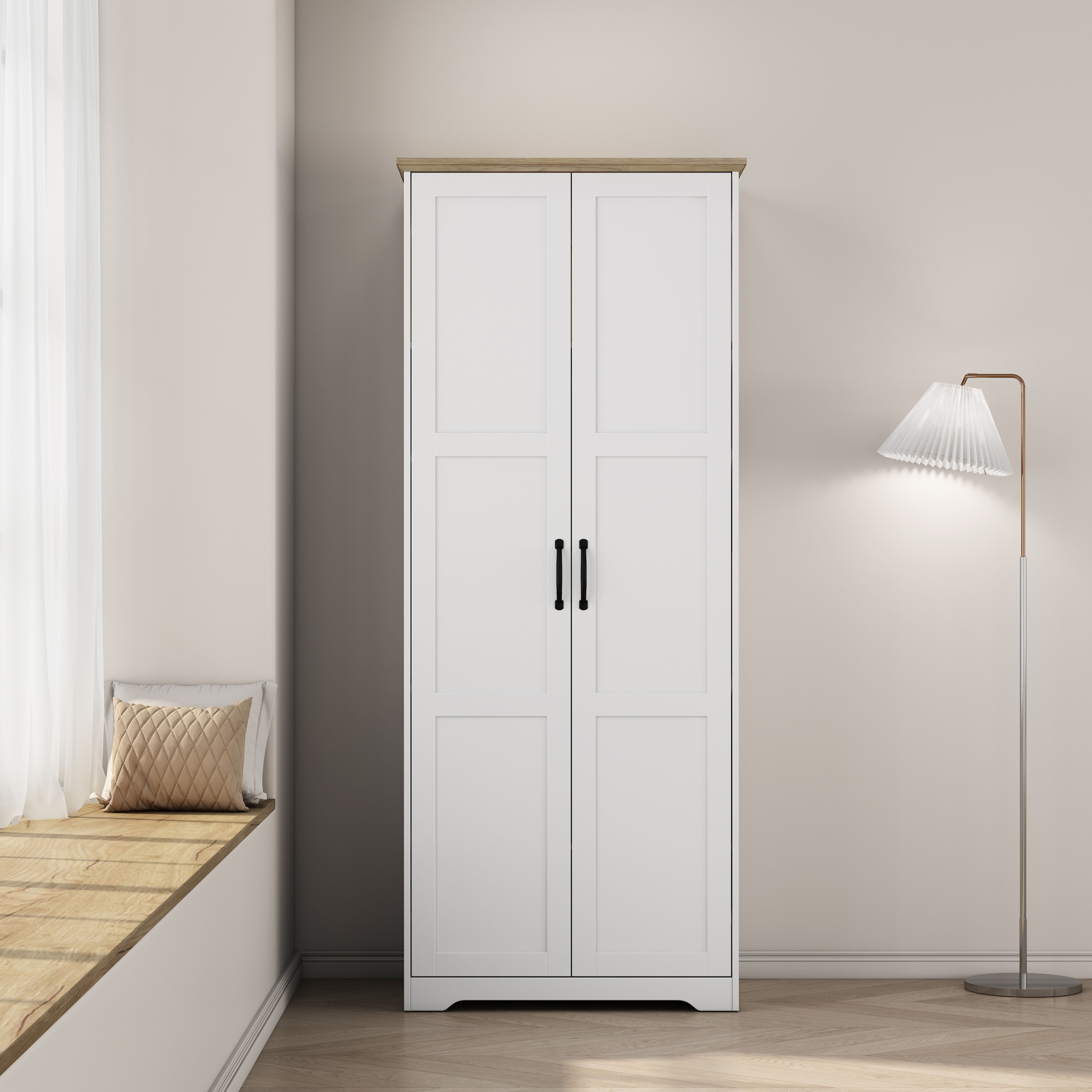 GOODproduct Armoires à vêtements »Emmilia Schrank Schlafzimmerschrank im Landhaus Design« Landhaus Schrank mit  2 Türen in Breite 82,7cm, Höhe 2m