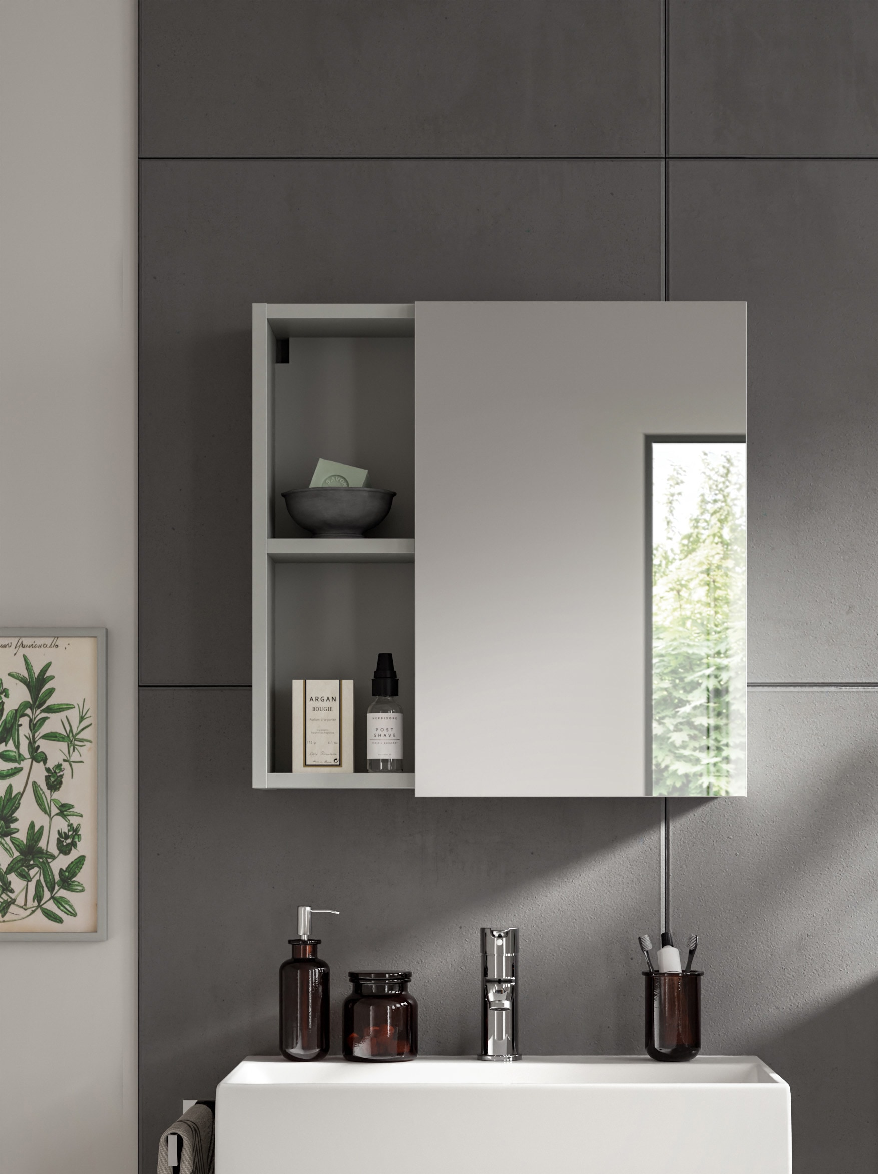 welltime Spiegelschrank »Calcio, Breite 55 cm, 1 Spiegeltür, 3 Einlegeböden, 5 Fächer« Badschrank, Bad-Möbel, Badezimmer