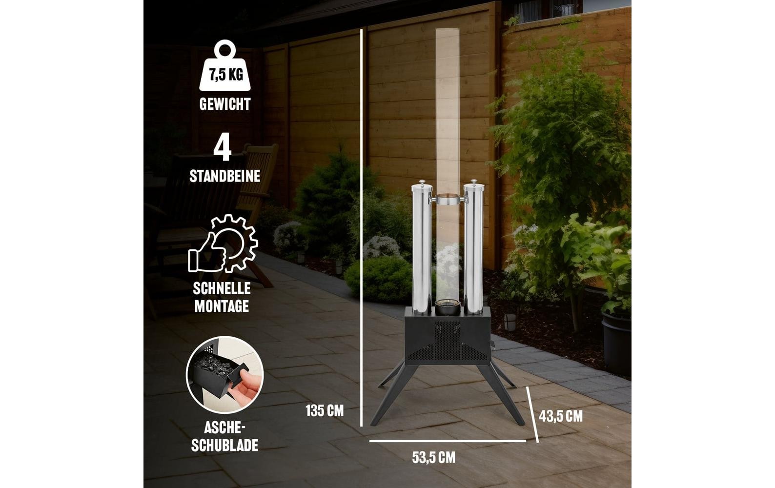 LANDMANN »Landmann Pellet-Fackel 135 cm, Schwarz/Edelstahl«