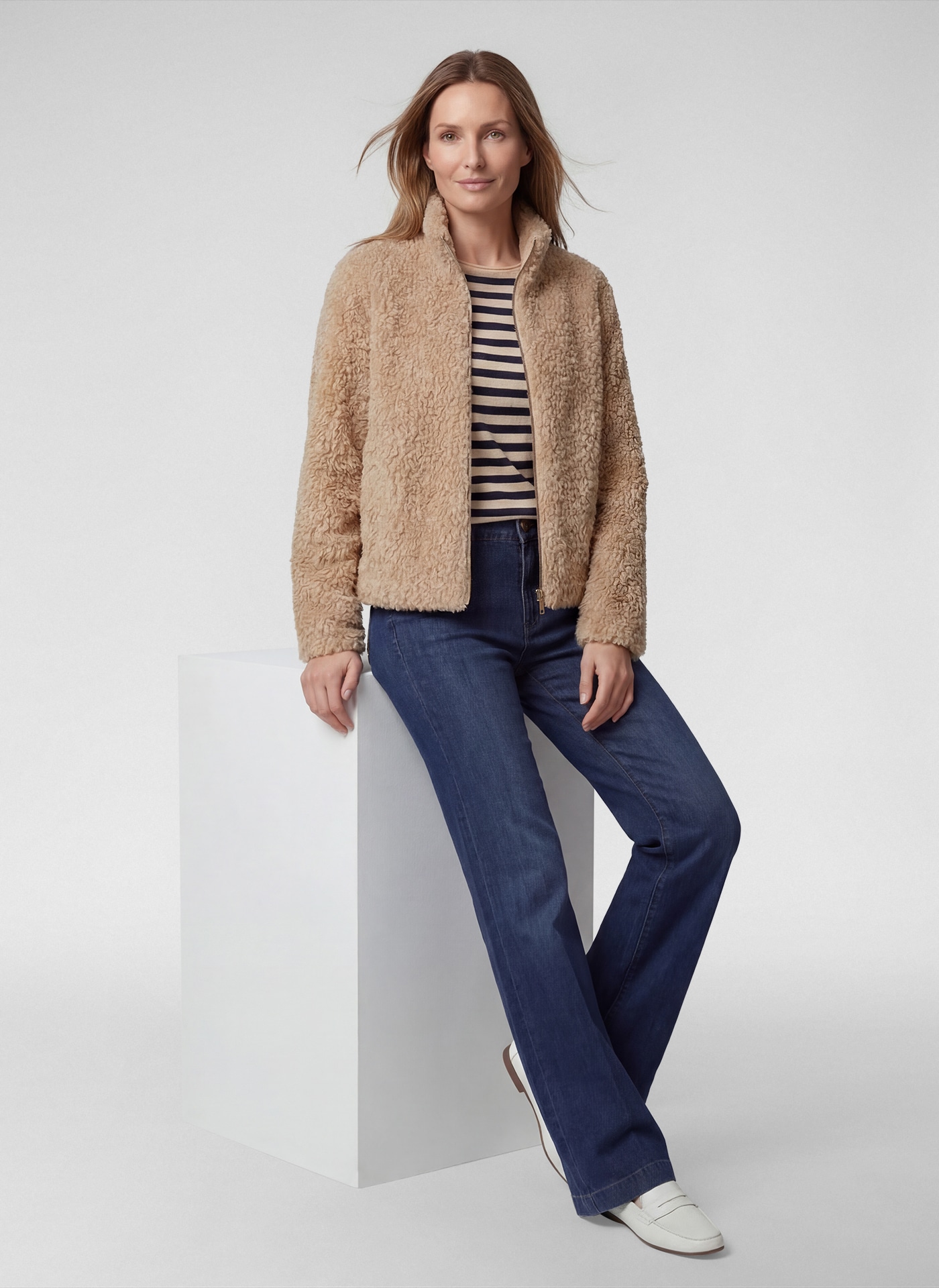 Rabe Veste en fausse fourrure sans capuche aspect peluche teddy et col montant