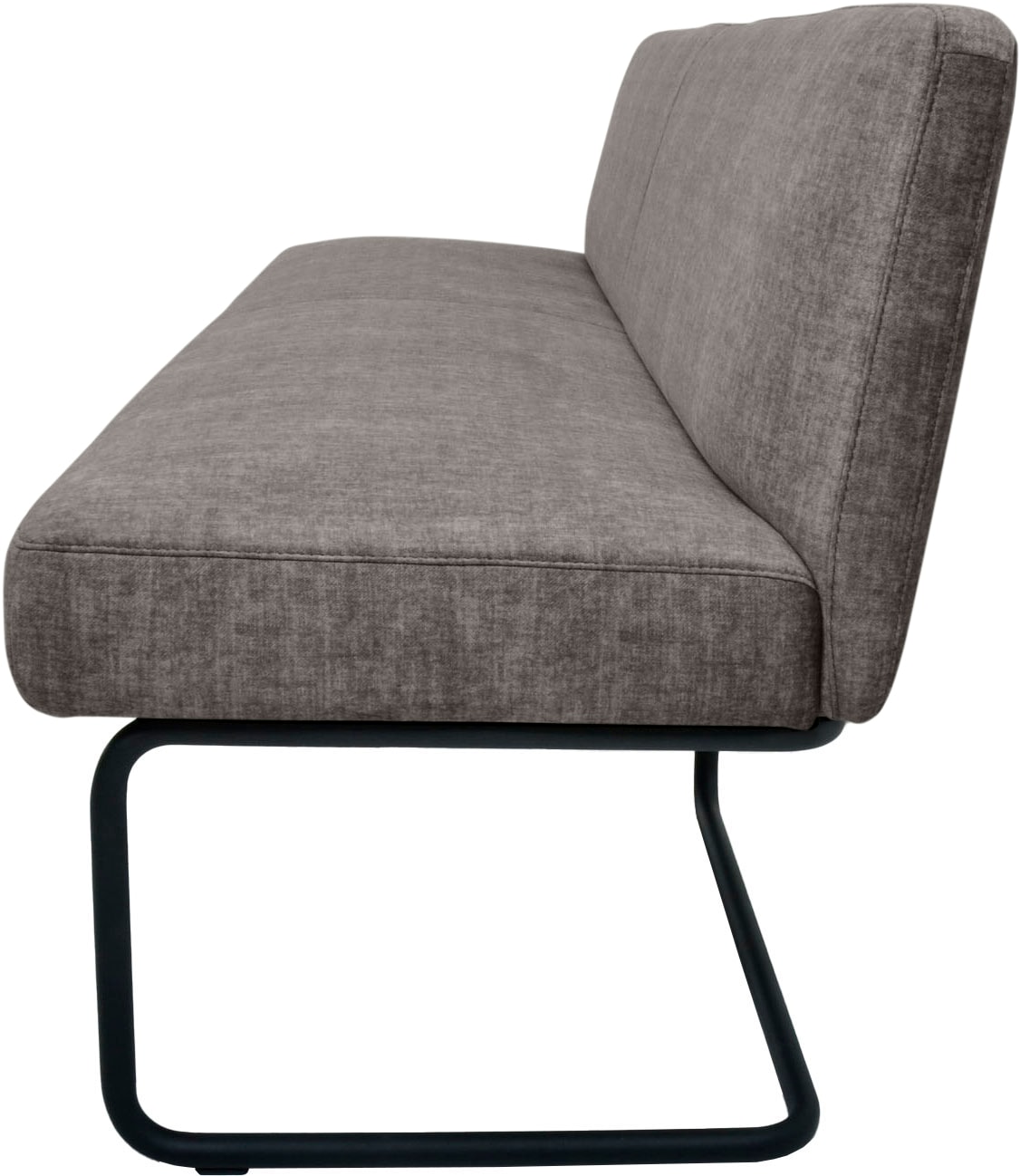 K+W Komfort & Wohnen Banc rembourré forme arrondie, patin tubulaire rond long courbé, en cuir ou tissu