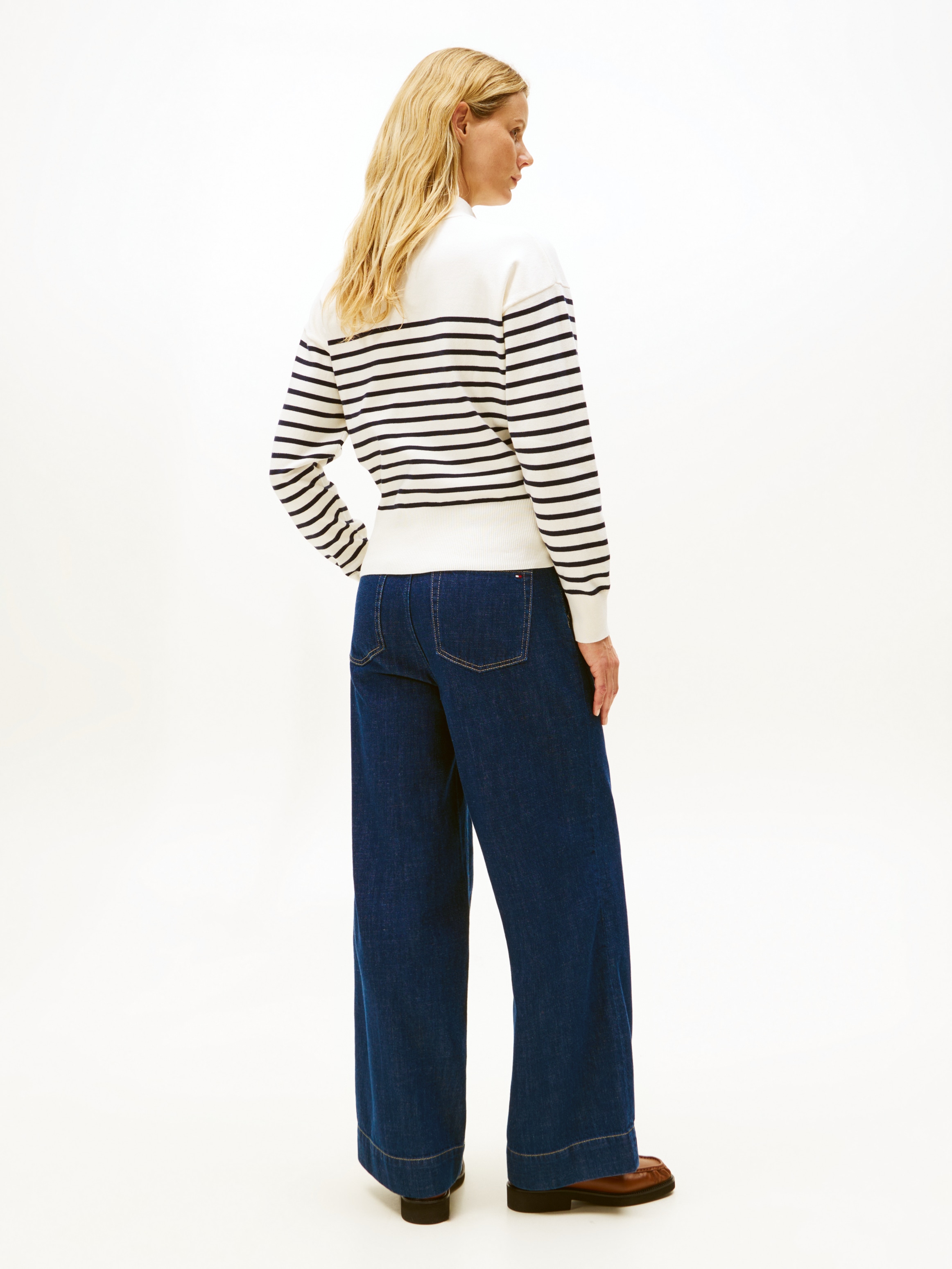 Tommy Hilfiger Pull en tricot »CO JERSEY GOLD BTN MOCK-NK SWT« mit goldfarbenen Knöpfen