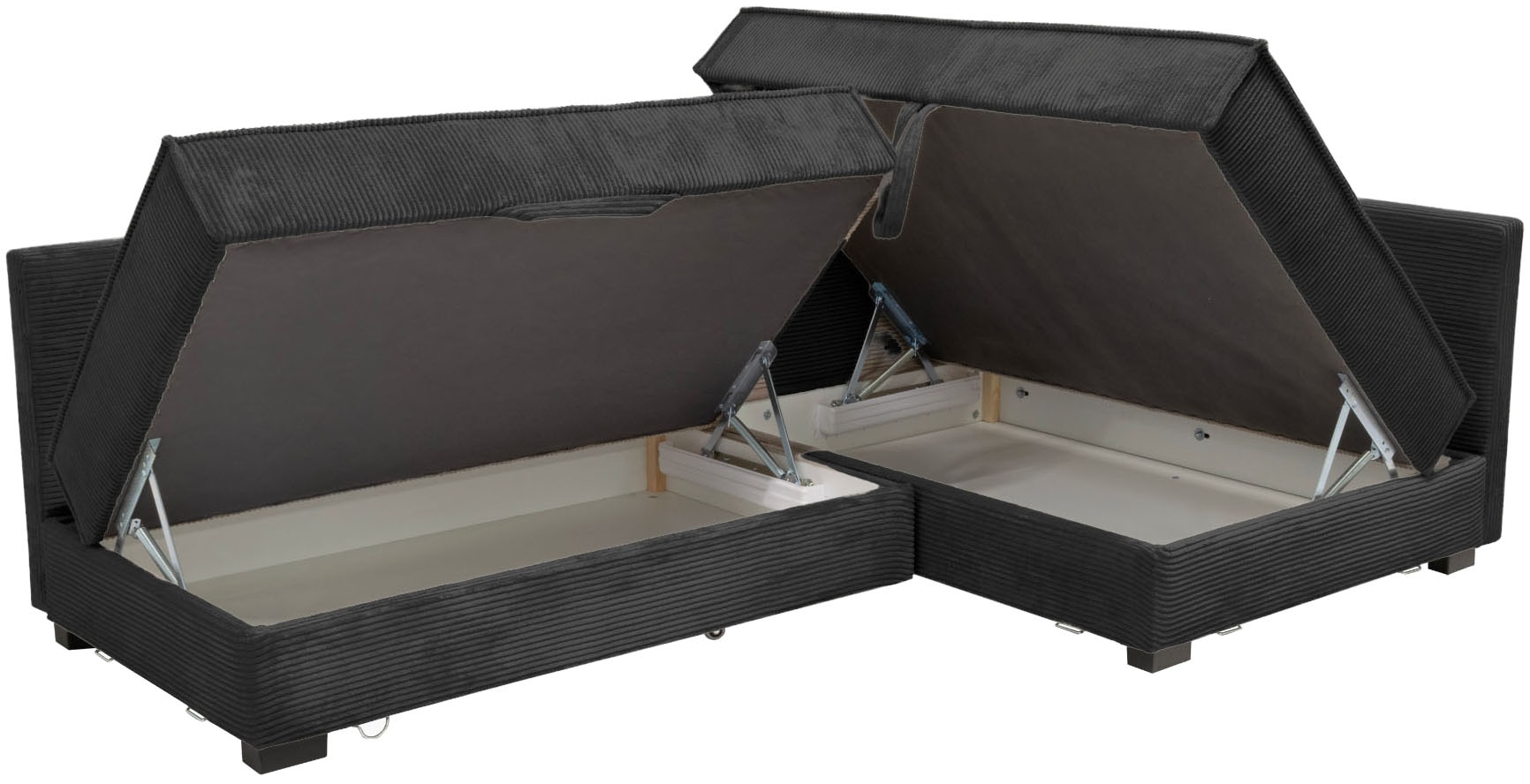 Home affaire Canapé d'angle »Night & Day L-Form, Breite 316 cm mit Dauer-Schlaffunktion« inkl. Bettfunktion, Bettkasten und Keder, Boxspringbett 180x200 cm