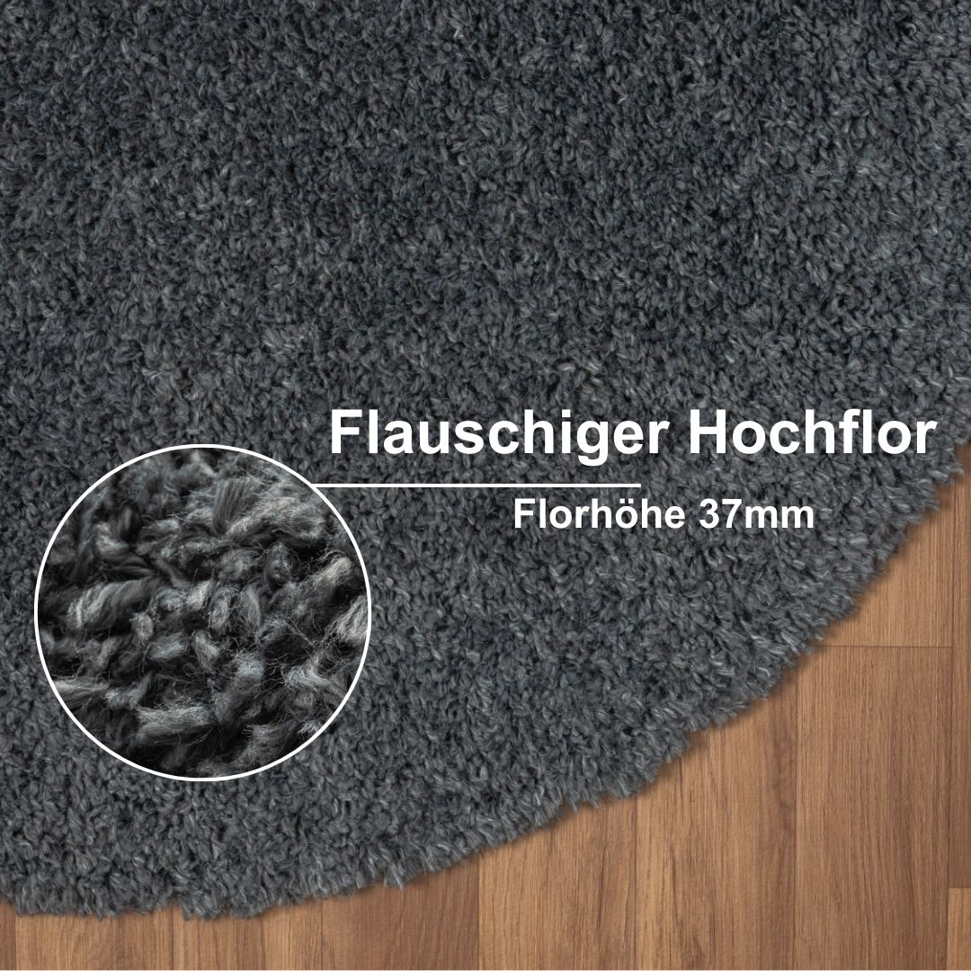 Myflair Möbel & Accessoires Tapis à poils longs »My Shaggy« Rond 37 mm Höhe Shaggy, Uni Farben, leicht glänzend, Microfaser, extra flauschig