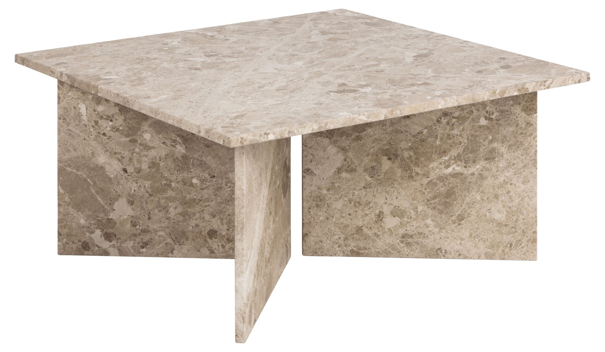 ACTONA GROUP Table basse »Vega« Table basse, piètement en V, laqué mat latte, marbre, 90x90x42 cm