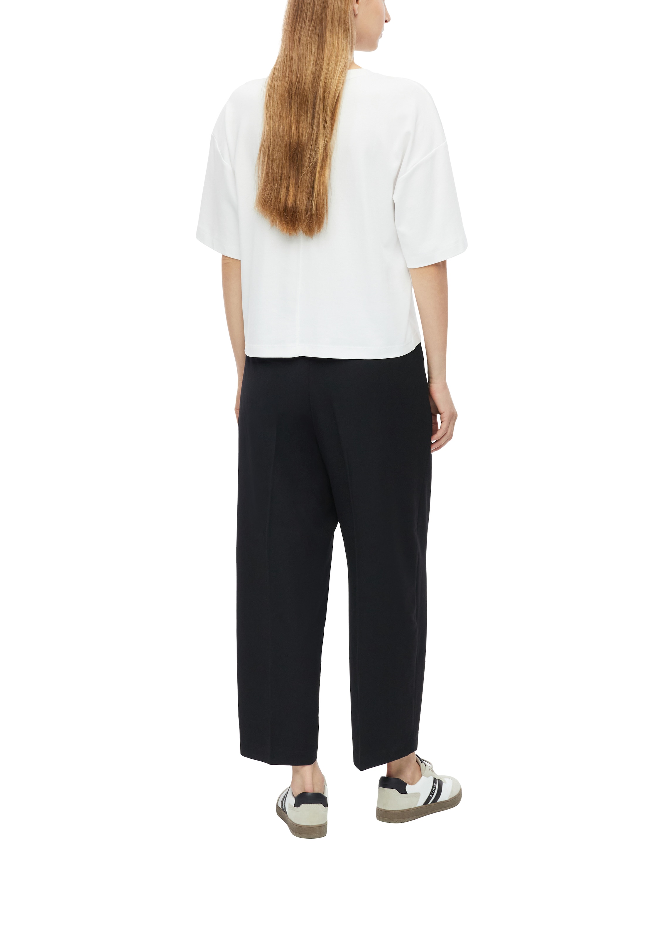 s.Oliver Pantalon à pinces  Taille haute, forme barrel, longueur cheville