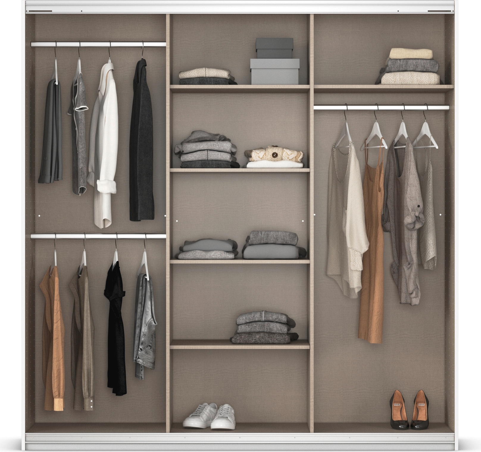 GOODproduct Schwebetürenschrank »Kleiderschrank Schrank Garderobe AGORDO mit Dekor- oder Hochglanzfront« Breiten 203/271/315/360 cm in drei Griff-Farben - NEU: Farbe SCHWARZ,  in 4 Breiten und 2 Höhen MADE IN GERMANY