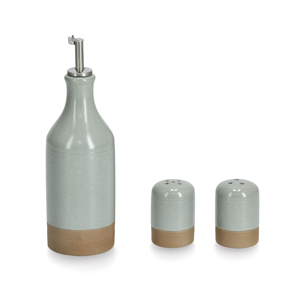 Zeller Present Salz- / Pfefferstreuer Steingut / Edelstahl, Essig-/Ölspender, Gewürzstreuer (2tlg.)