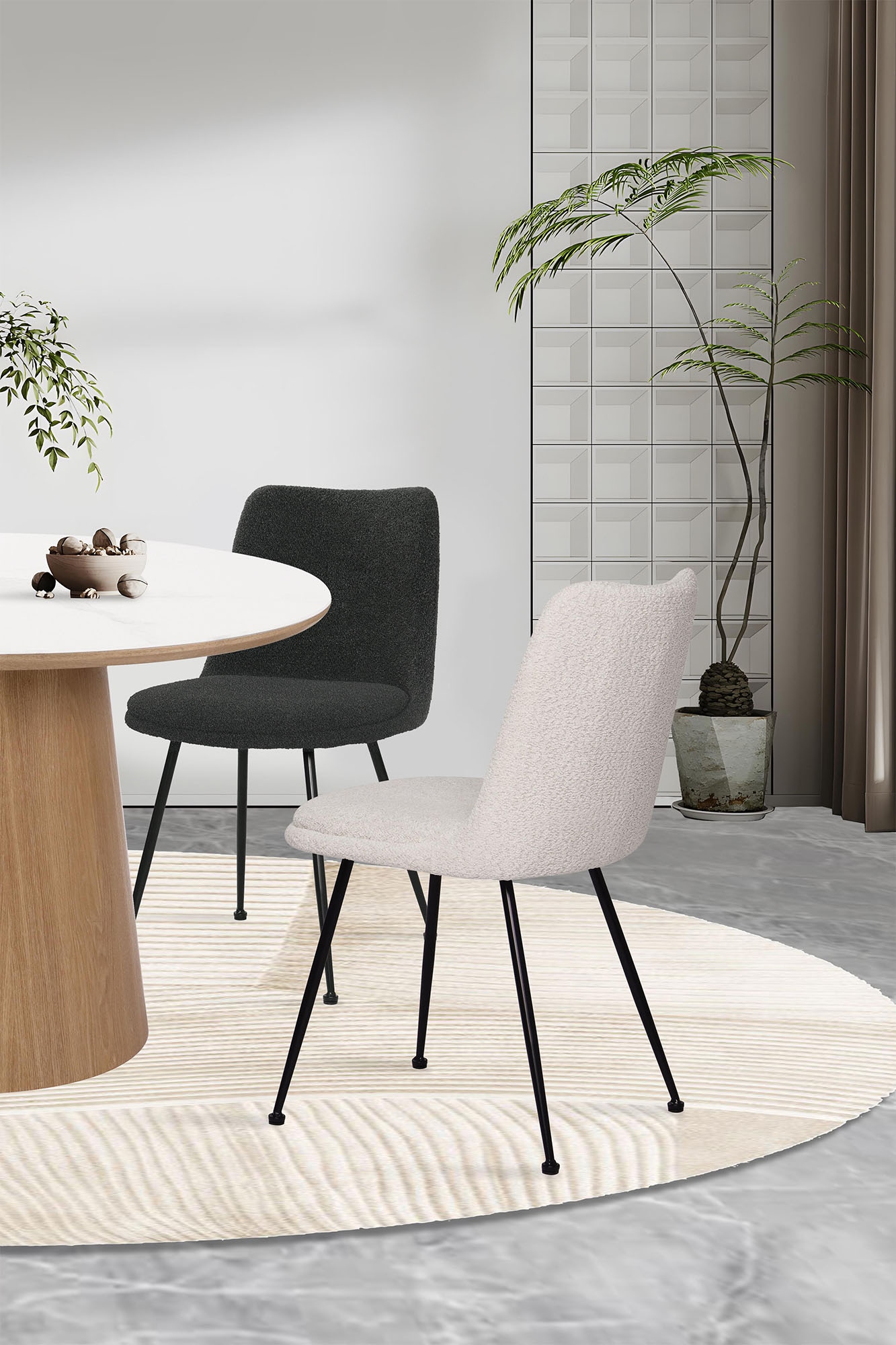SIT Chaise à 4 pieds »Krakau 2er-Set Bouclé Esszimmerstühle mit Metallgestell« (Ensemble) 2 cuisHousse bouclé certifiée Öko-Tex & design polyvalent