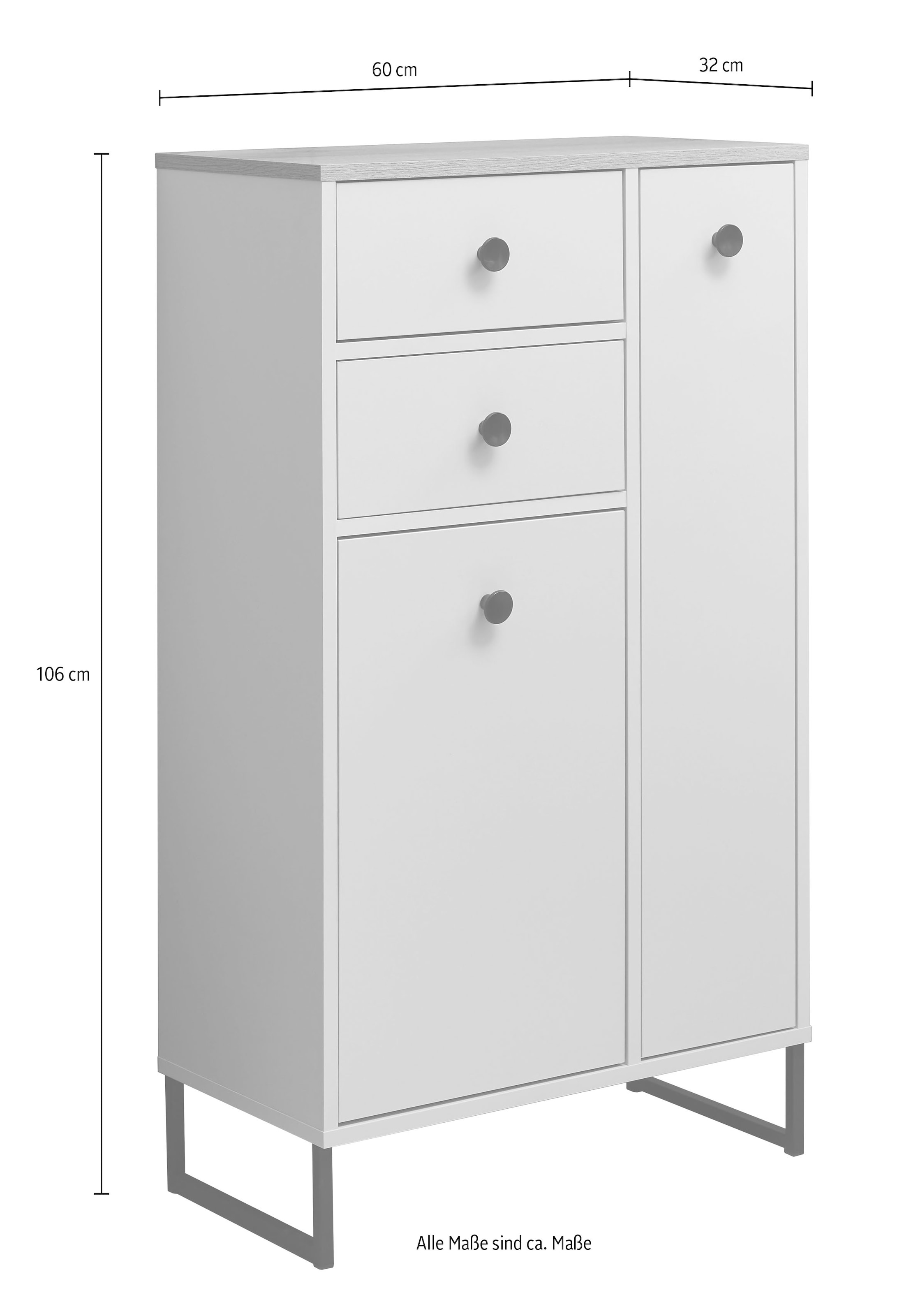 BASIC by Balculina Midischrank »Linea« 1 Stk. tlg. Breite 38cm, U-Profil Füsse, Unterflurauszug